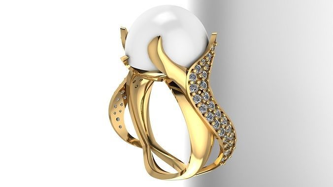 Women Ring 10 center bead peral women ring 3D print model