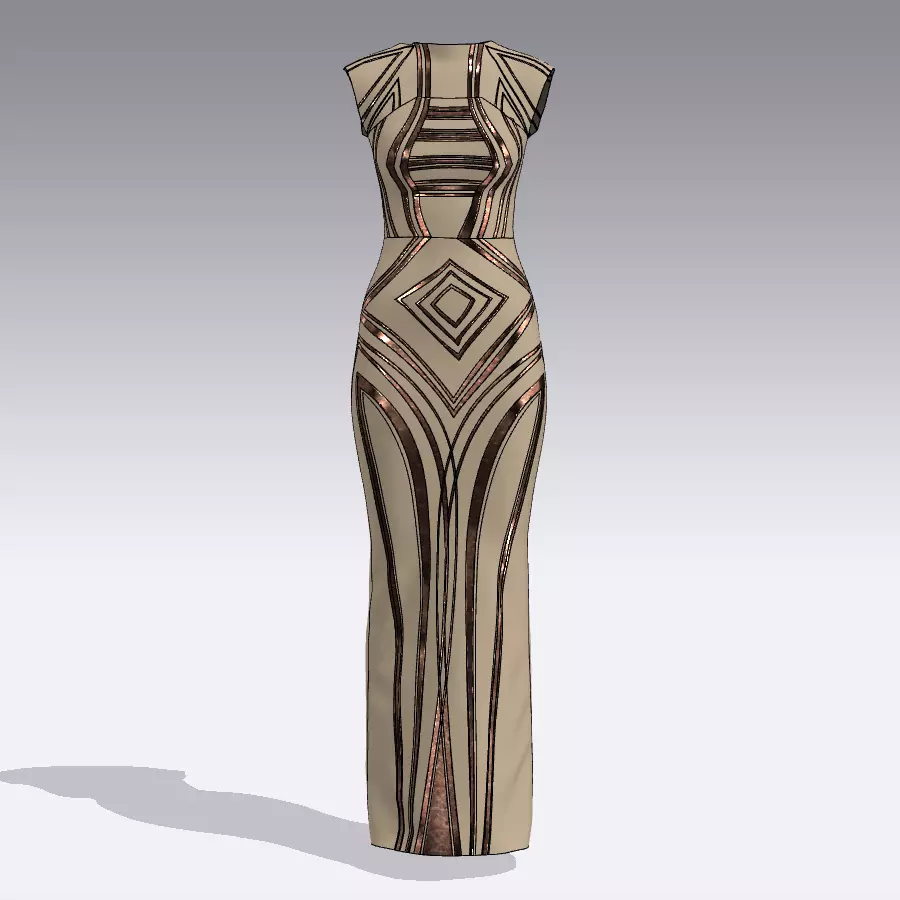 DRESS METALIC LOOK LONG 3D model
