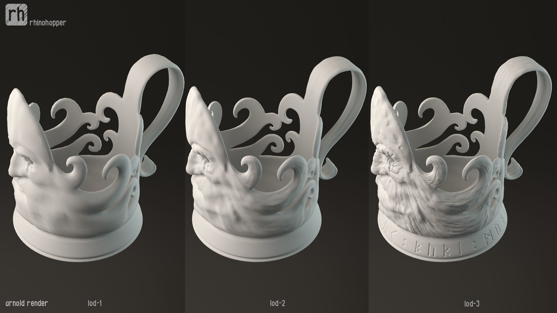 Odin shaped silver cup holder 3D printable 3D print model_2