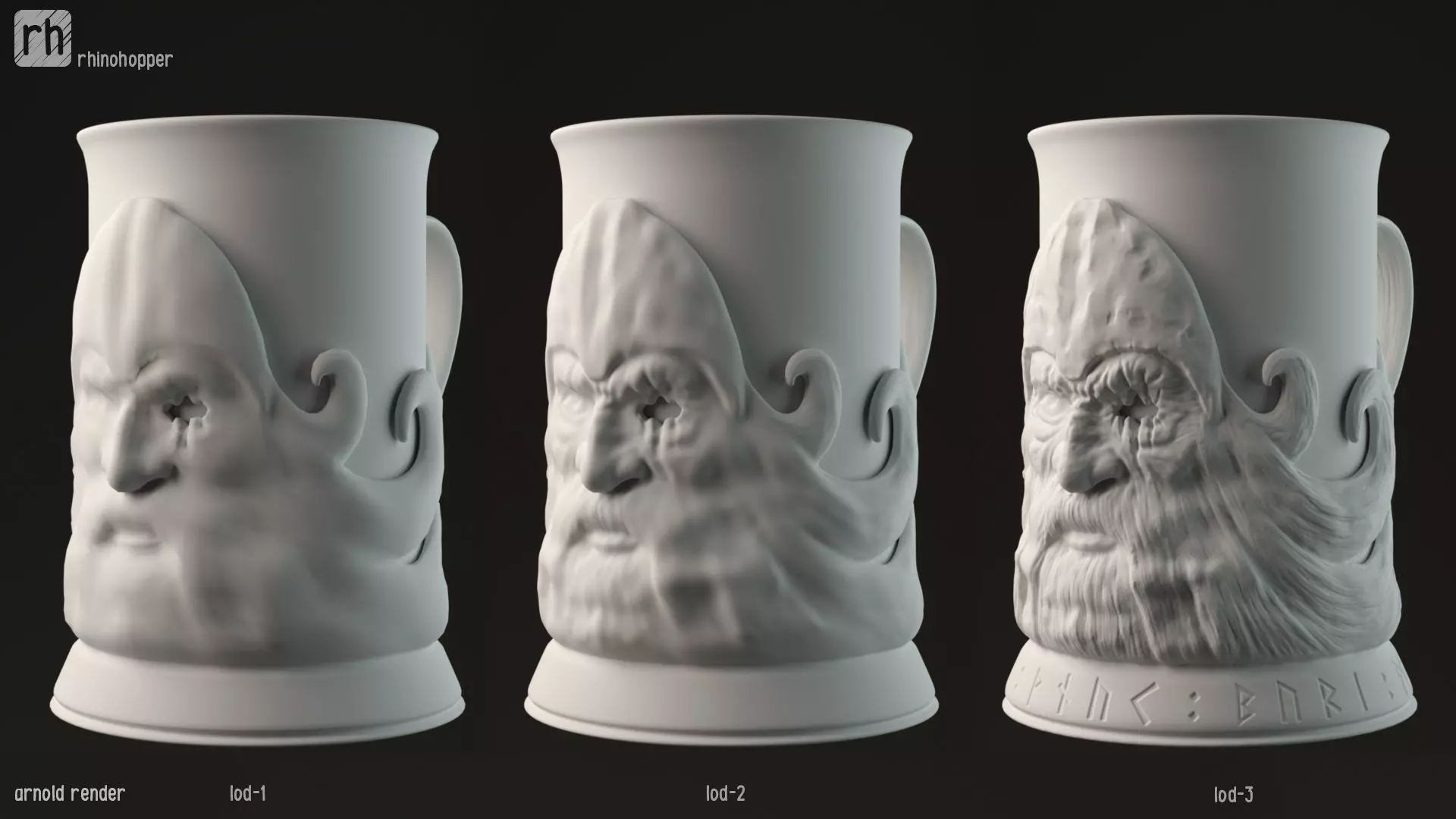 Odin shaped silver cup holder 3D printable 3D print model_0