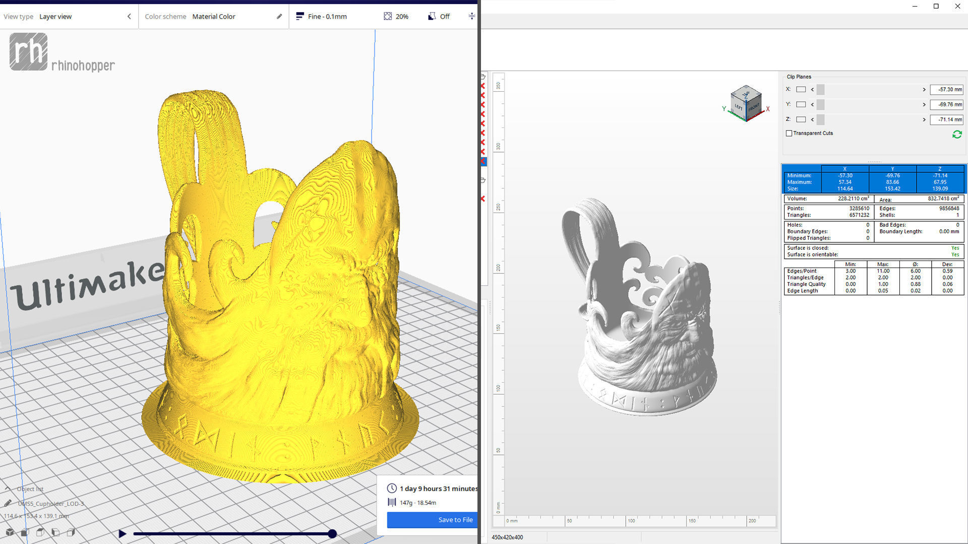 Odin shaped silver cup holder 3D printable 3D print model_8