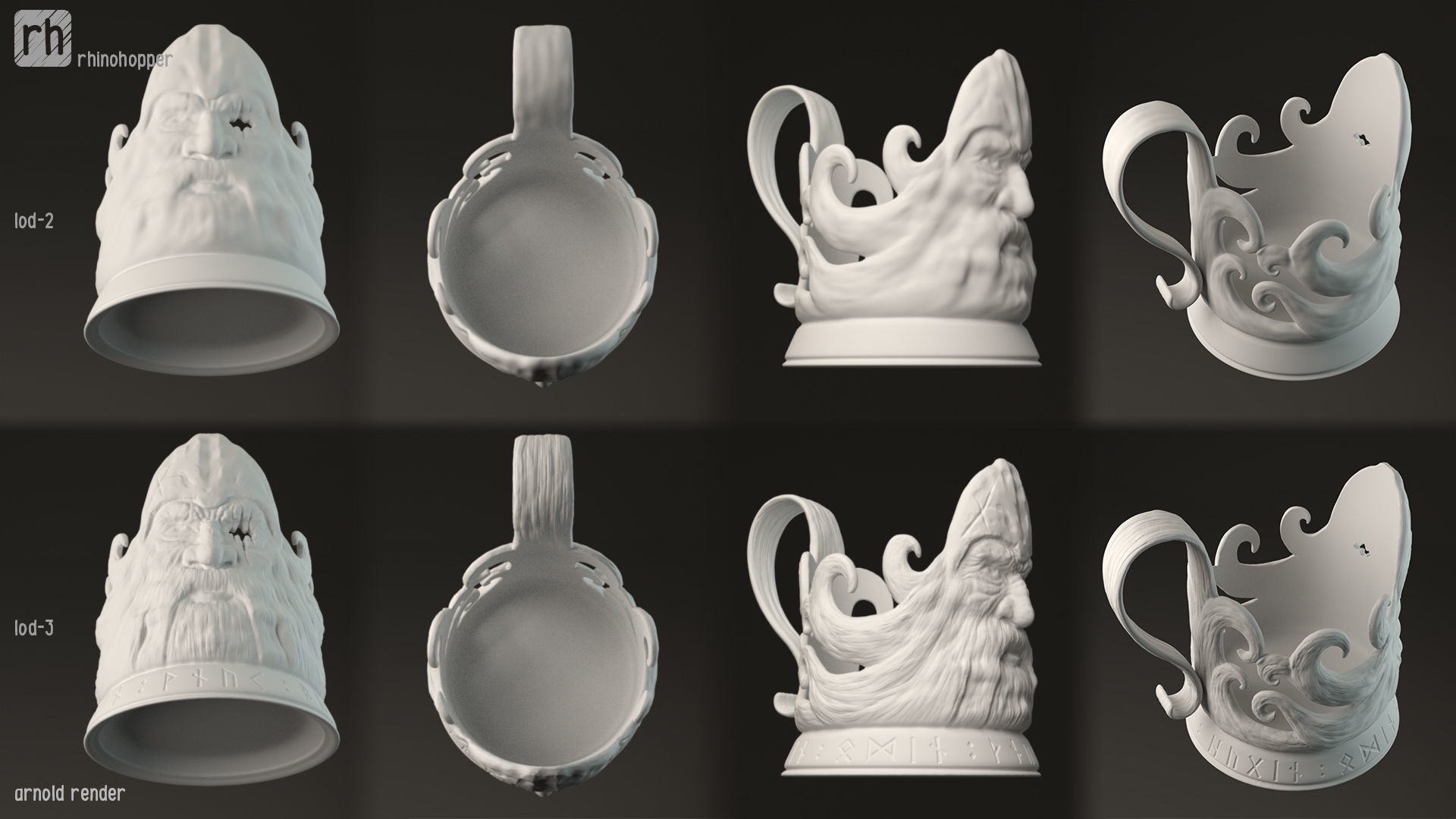 Odin shaped silver cup holder 3D printable 3D print model_3