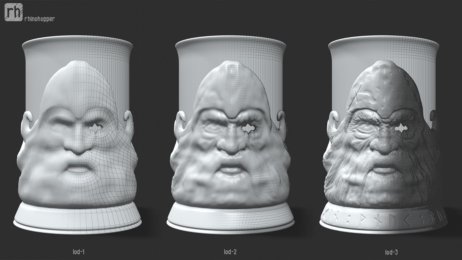 Odin shaped silver cup holder 3D printable 3D print model_4