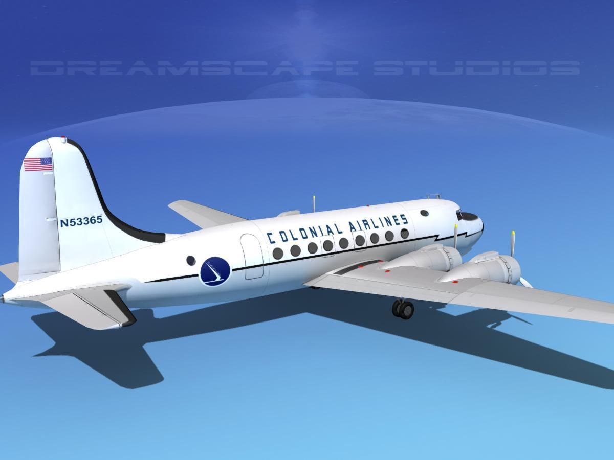 Douglas DC-4 Colonial Airlines 3D model_7