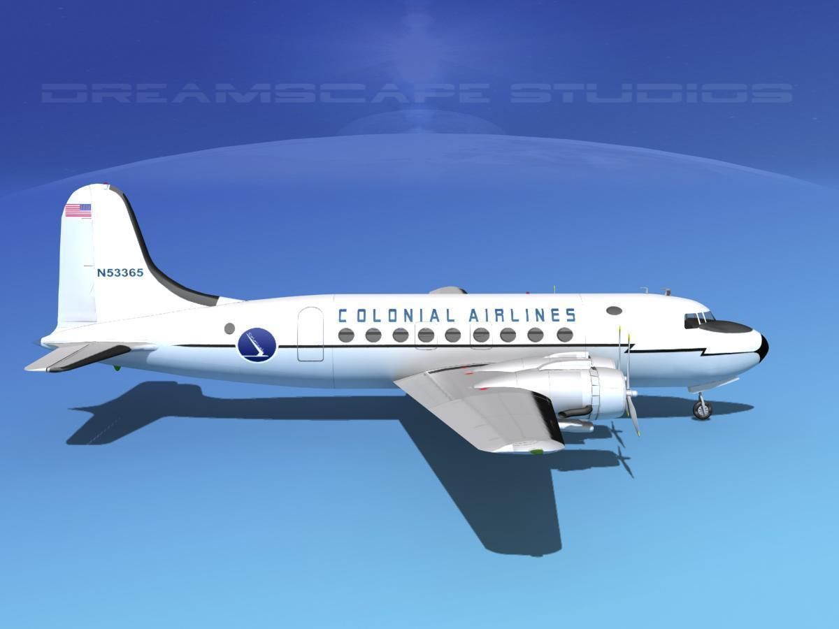 Douglas DC-4 Colonial Airlines 3D model_4