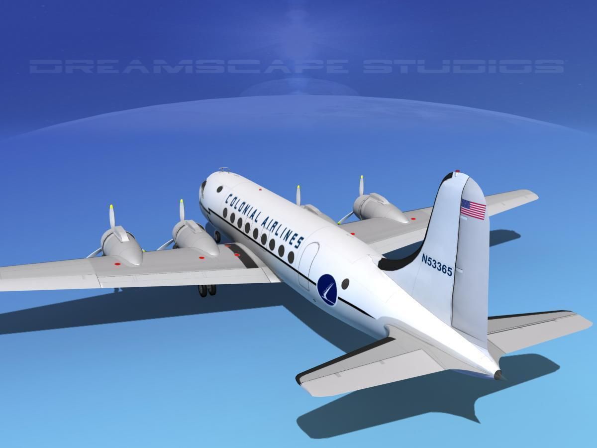 Douglas DC-4 Colonial Airlines 3D model_5