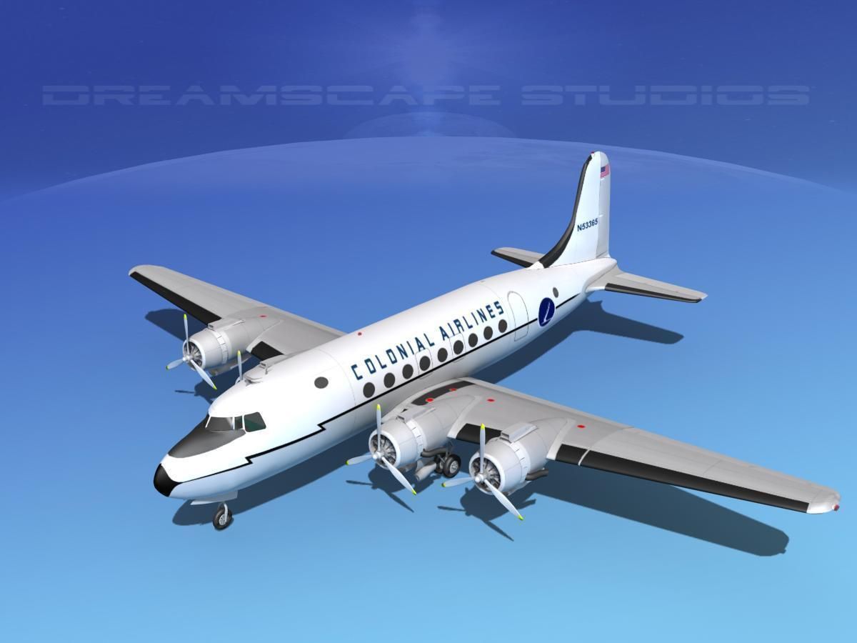 Douglas DC-4 Colonial Airlines 3D model_11