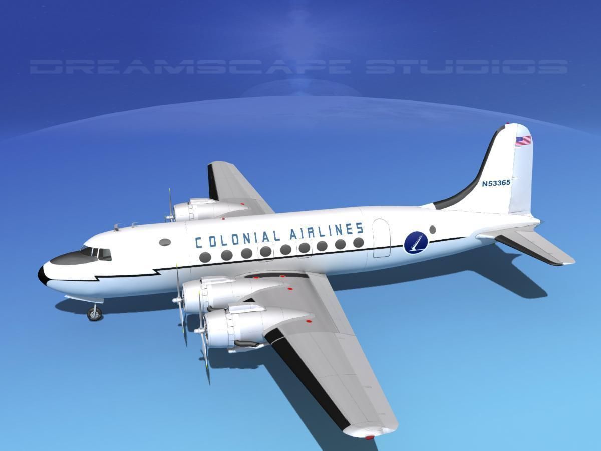 Douglas DC-4 Colonial Airlines 3D model_10