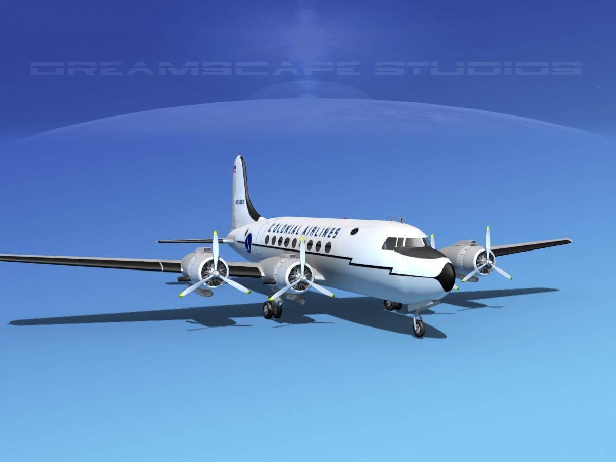 Douglas DC-4 Colonial Airlines 3D model_2