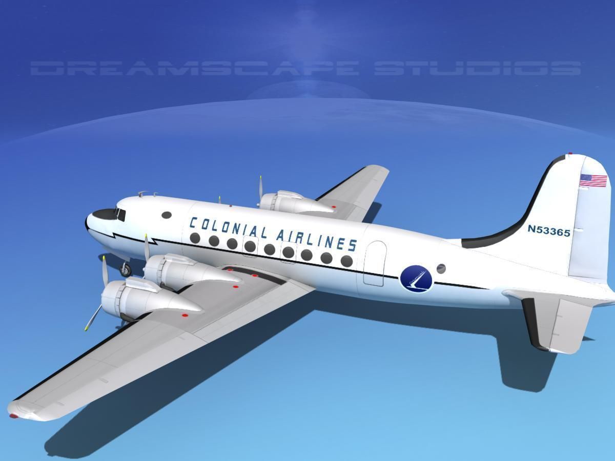 Douglas DC-4 Colonial Airlines 3D model_8