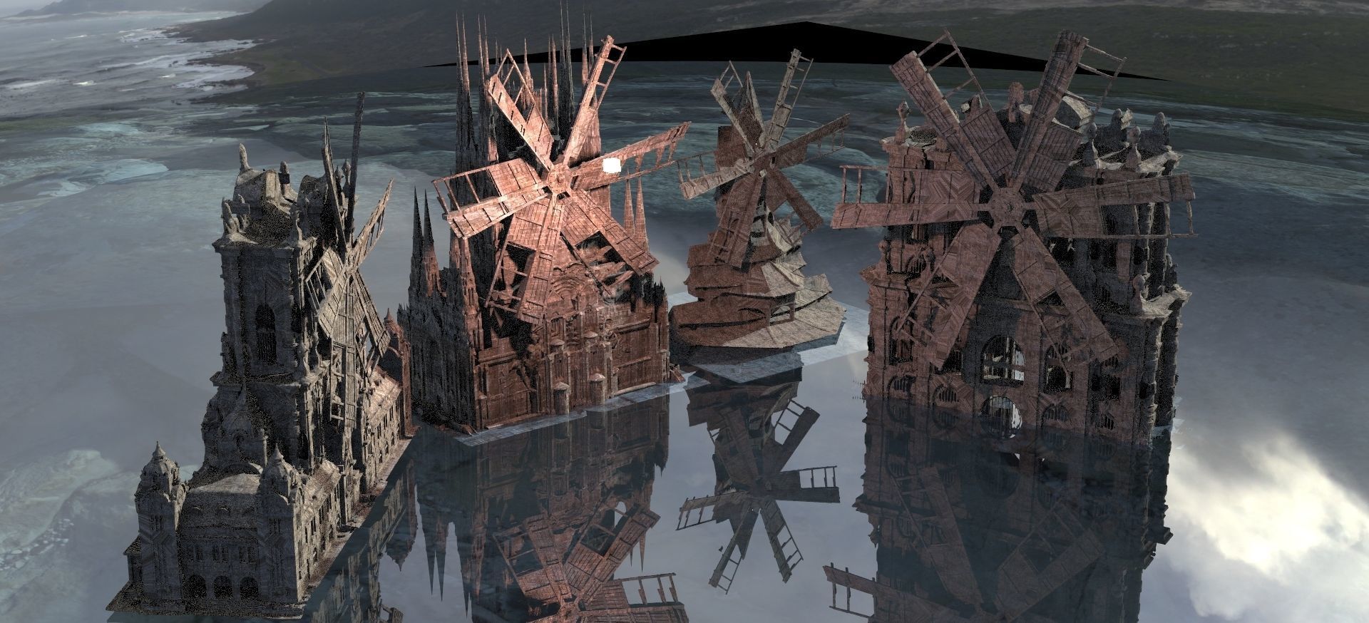 Haunted Windmill Town Collection Kit bash 3D 3D model_2