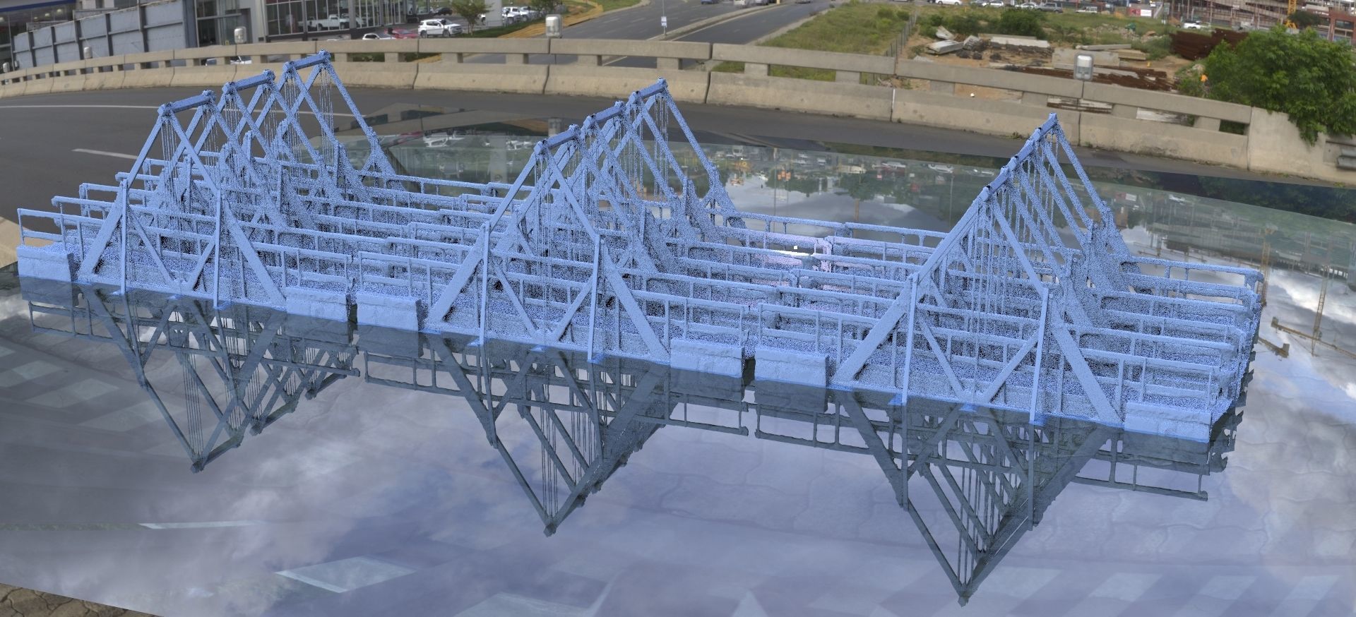 Bridge Big 3 lanes over water  3D model_1