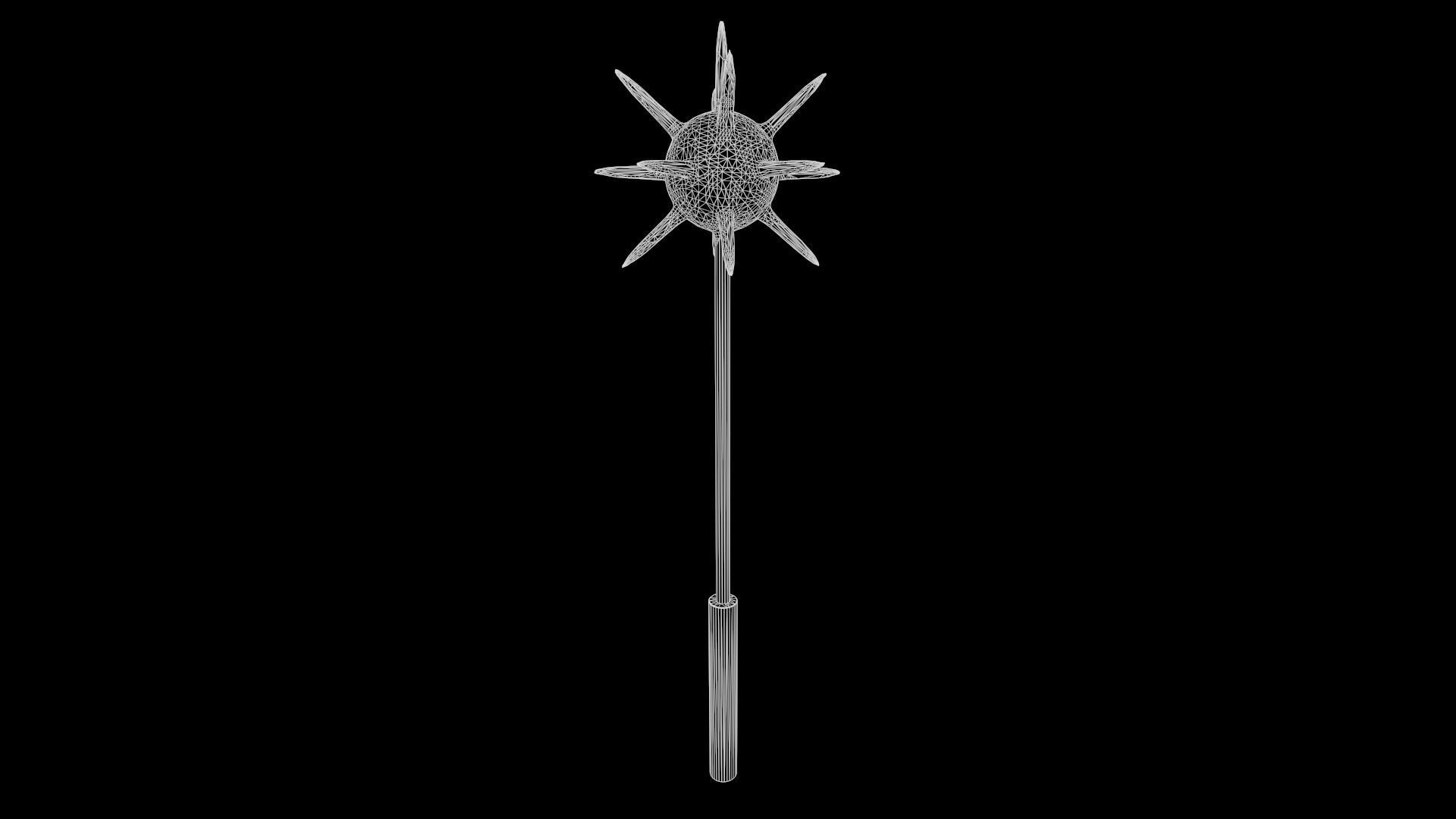 Spiked Mace Low-poly 3D model_7