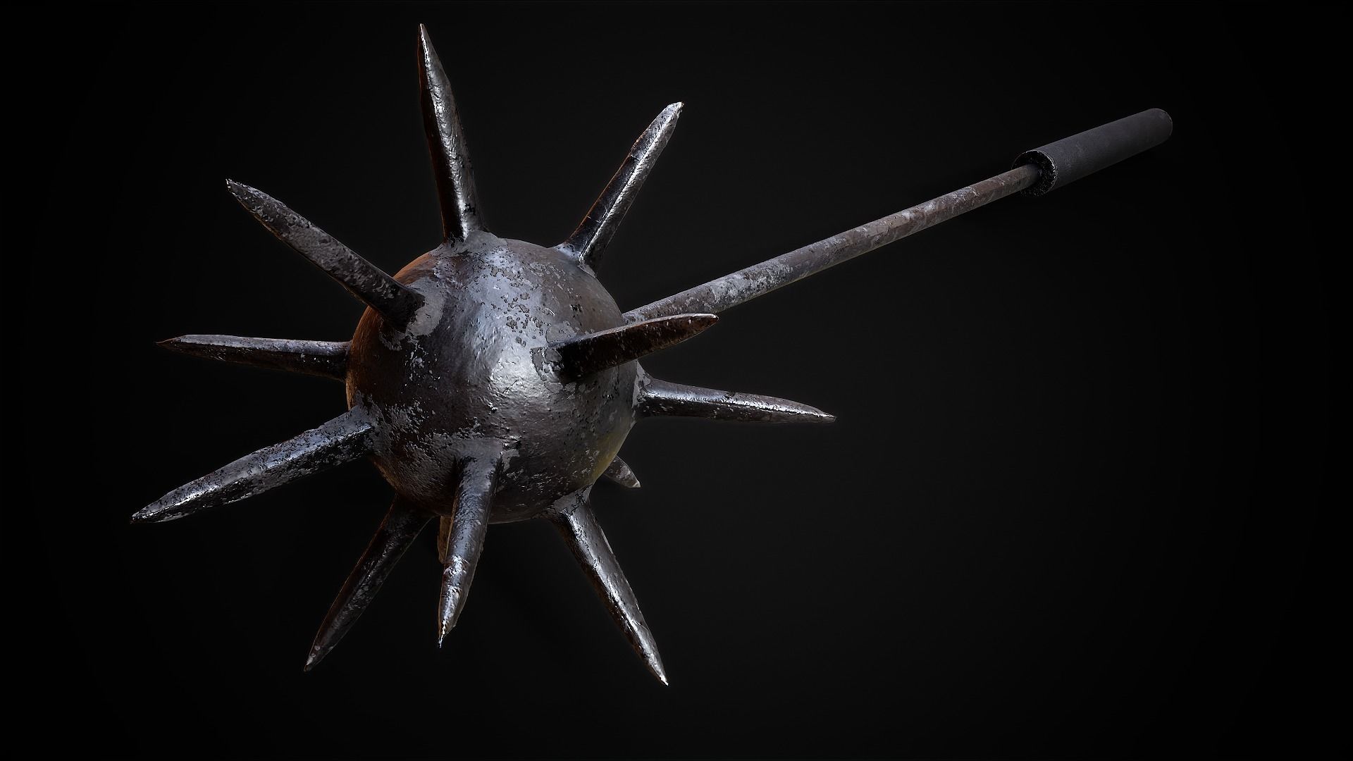 Spiked Mace Low-poly 3D model_4