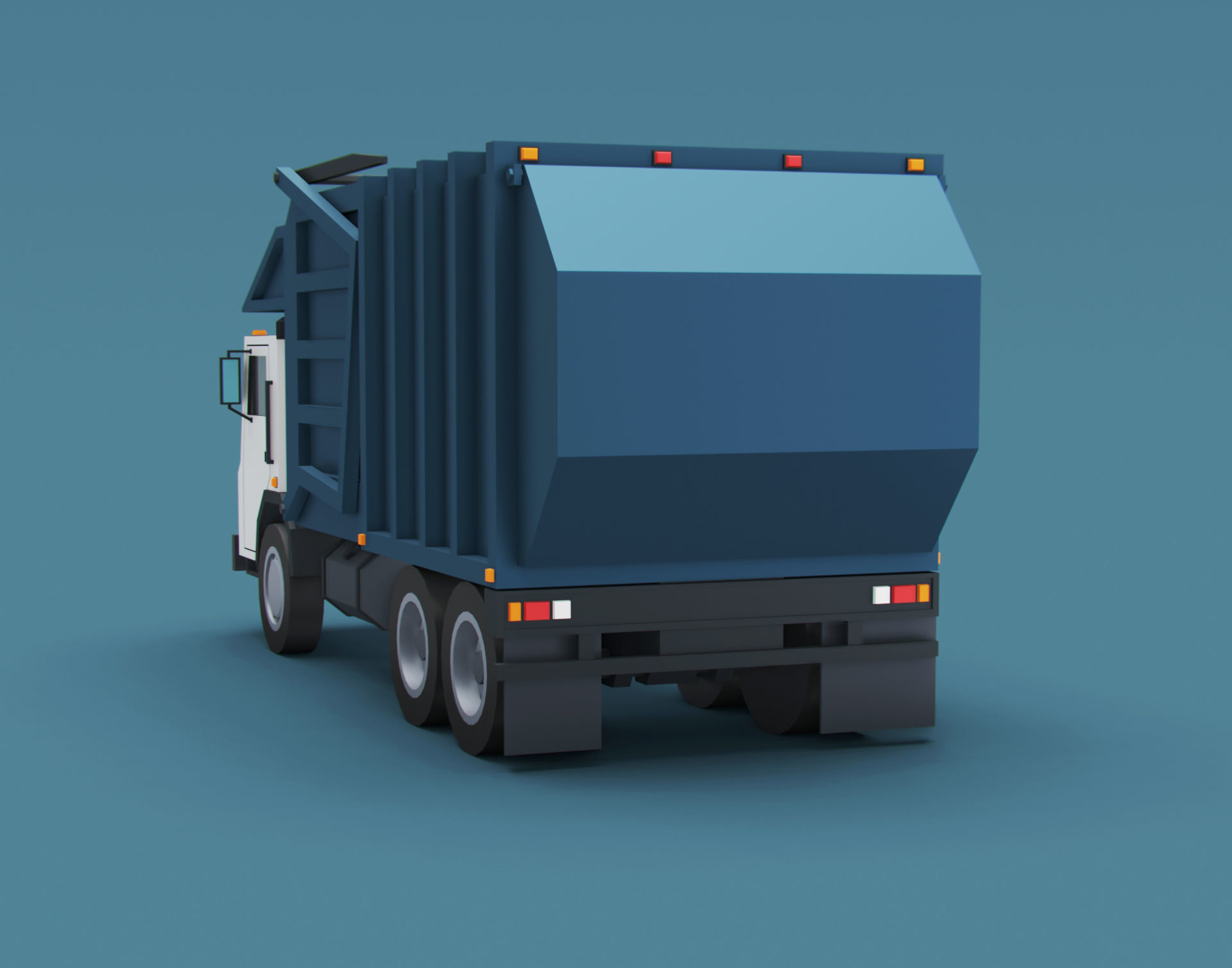 Cartoon Stylized Garbage Trucks  Low-poly 3D model_9