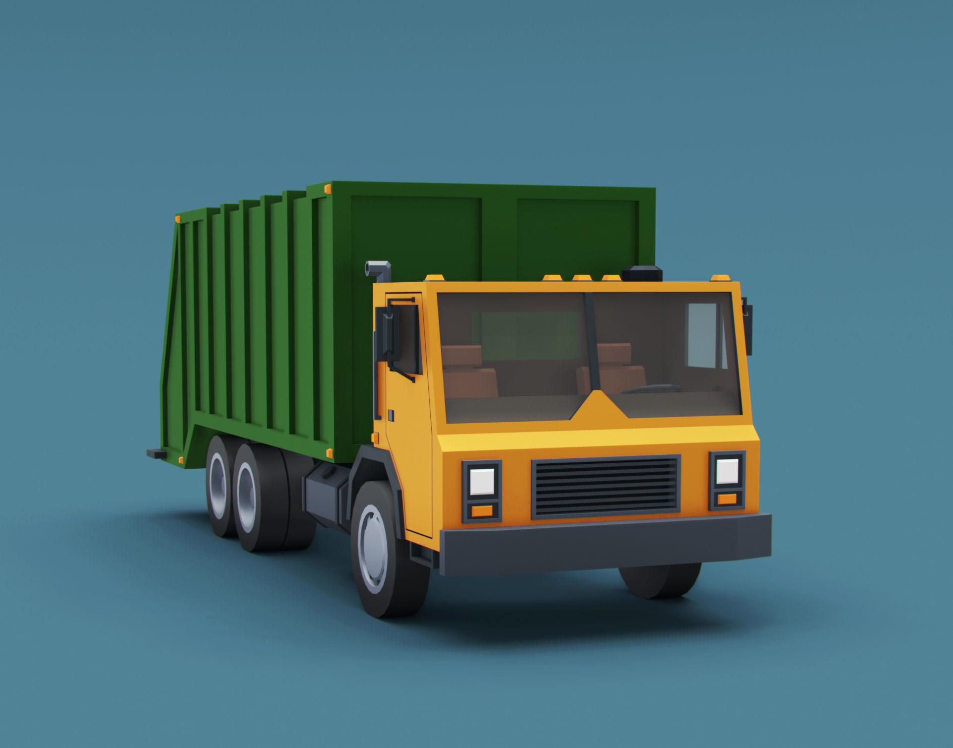Cartoon Stylized Garbage Trucks  Low-poly 3D model_3