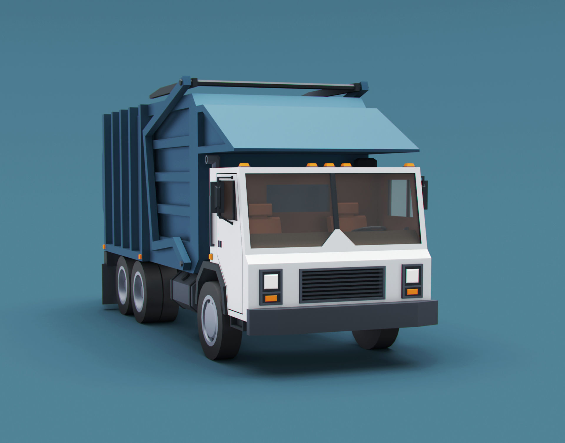 Cartoon Stylized Garbage Trucks  Low-poly 3D model_4
