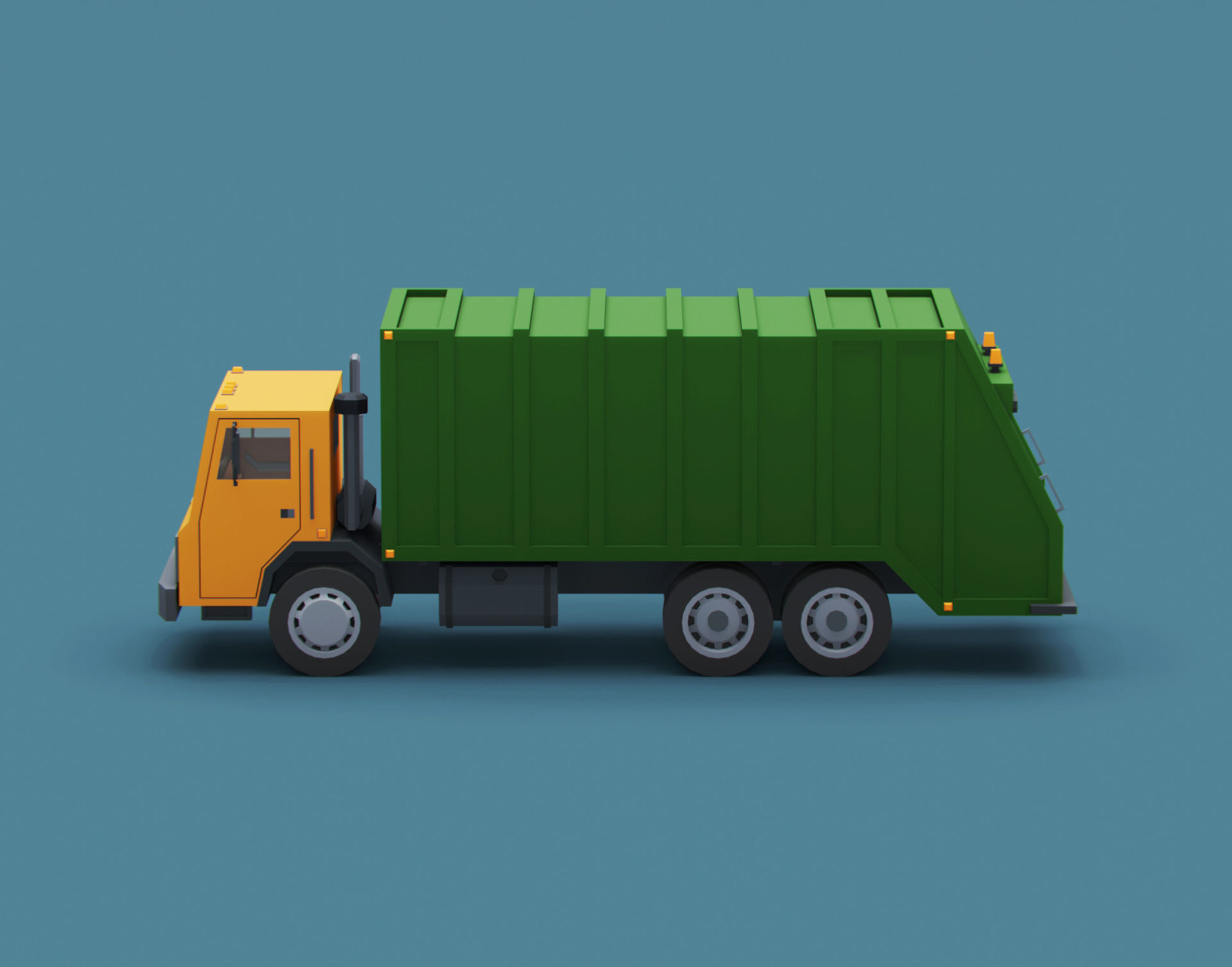 Cartoon Stylized Garbage Trucks  Low-poly 3D model_6