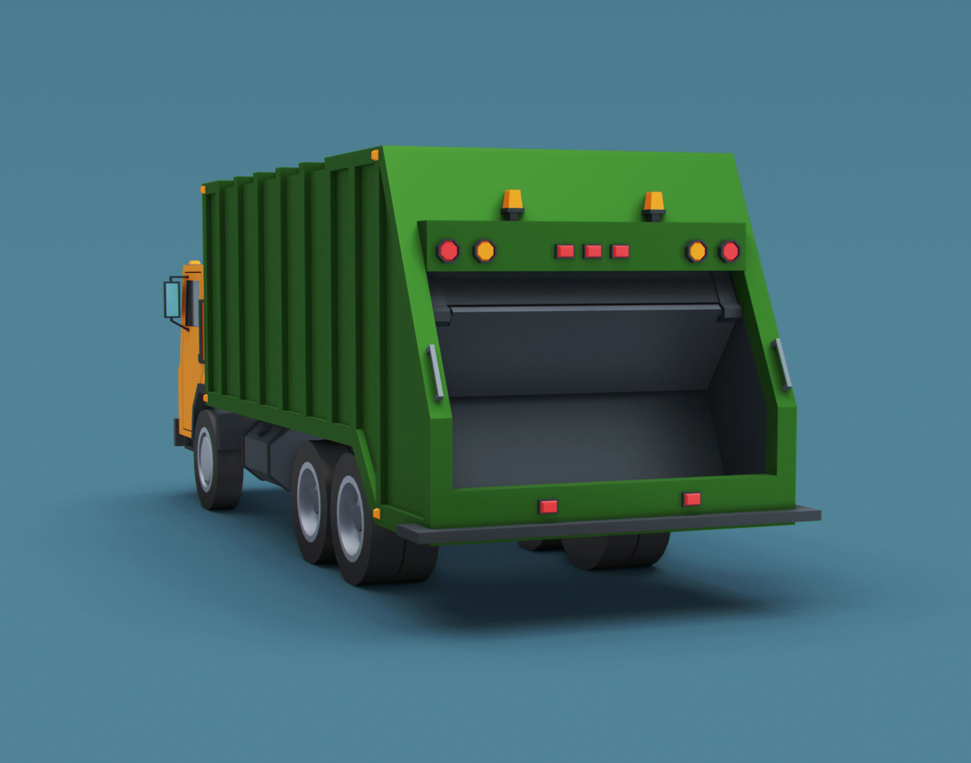 Cartoon Stylized Garbage Trucks  Low-poly 3D model_8