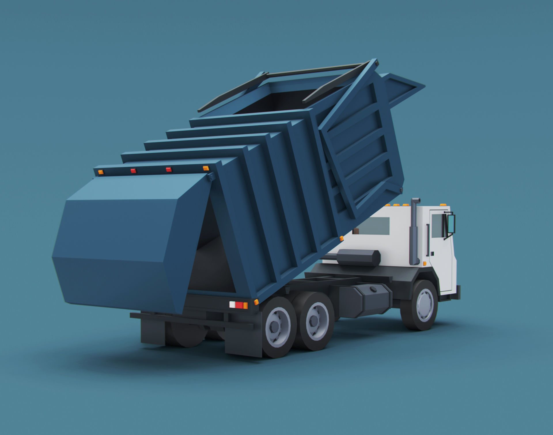 Cartoon Stylized Garbage Trucks  Low-poly 3D model_2