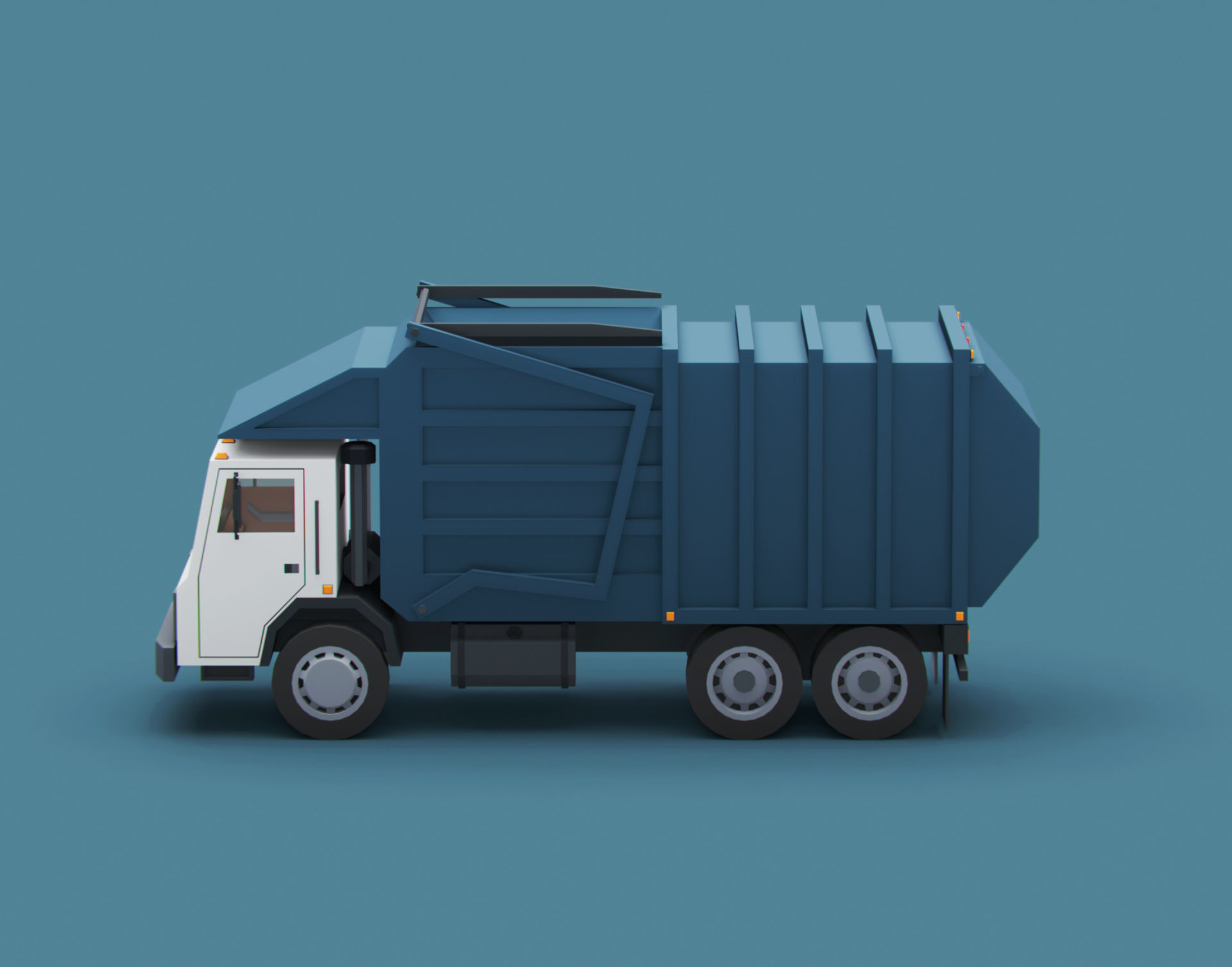 Cartoon Stylized Garbage Trucks  Low-poly 3D model_5