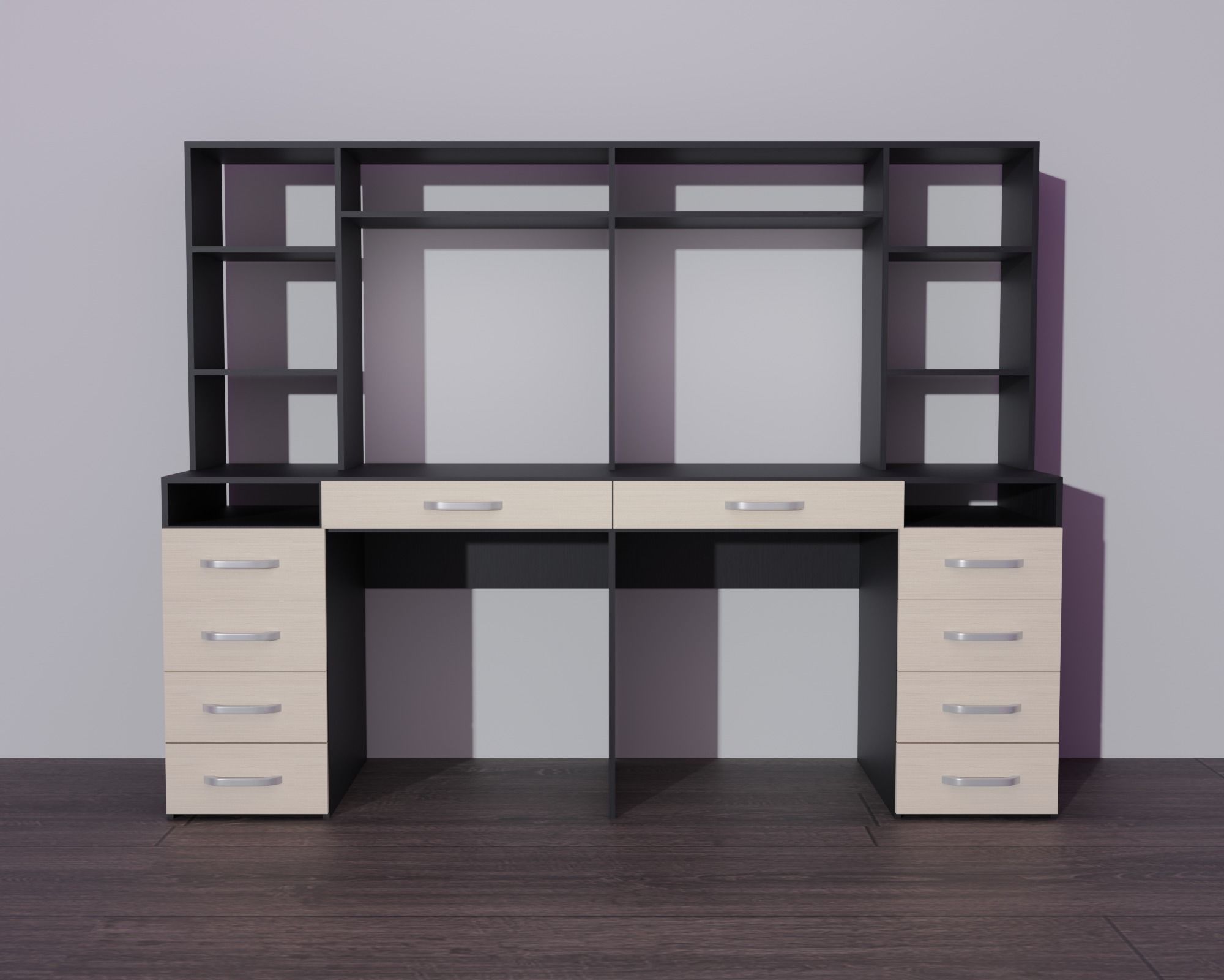Table Low-poly 3D model desk with drawers and shelves 3D model_1