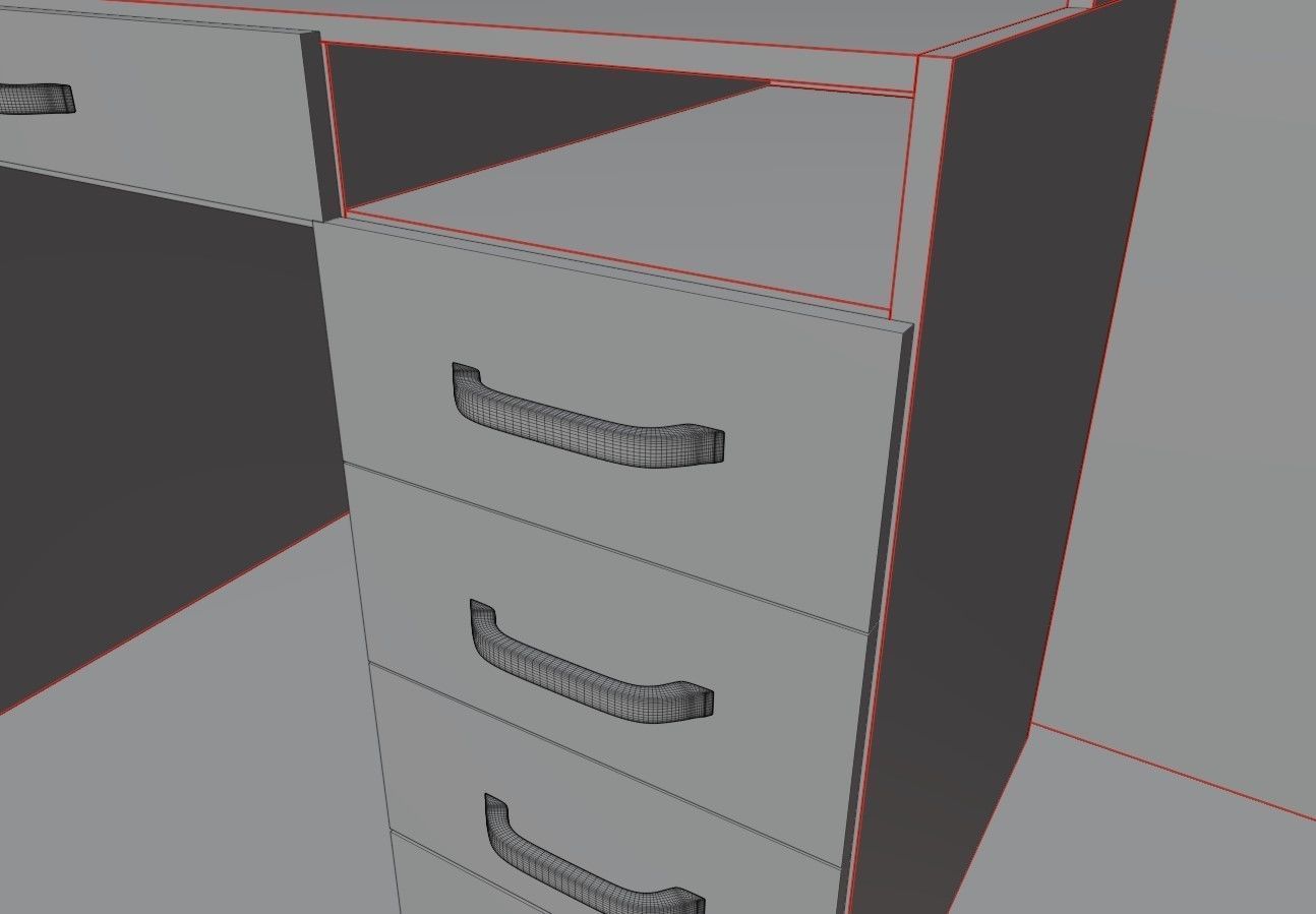 Table Low-poly 3D model desk with drawers and shelves 3D model_6