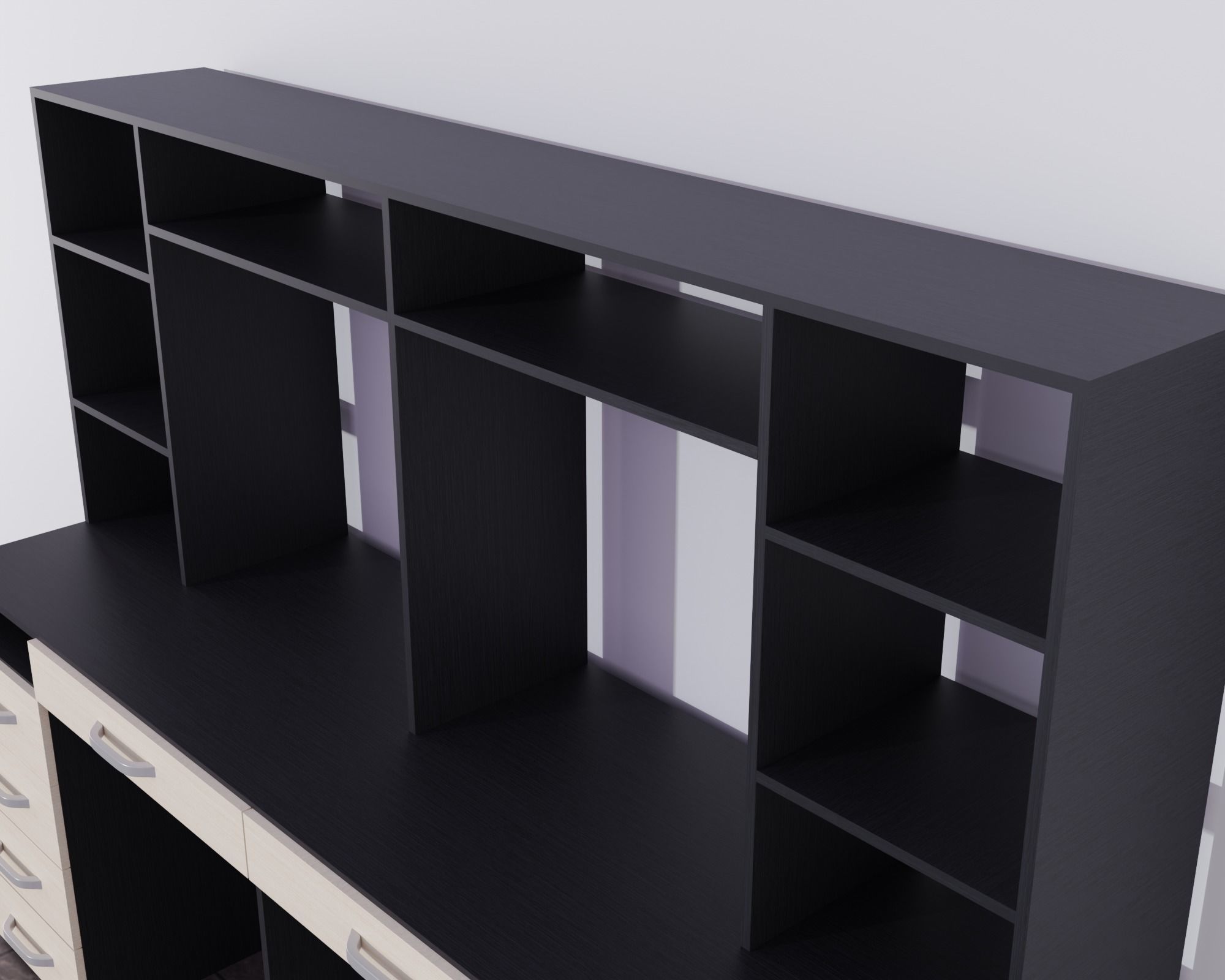 Table Low-poly 3D model desk with drawers and shelves 3D model_4
