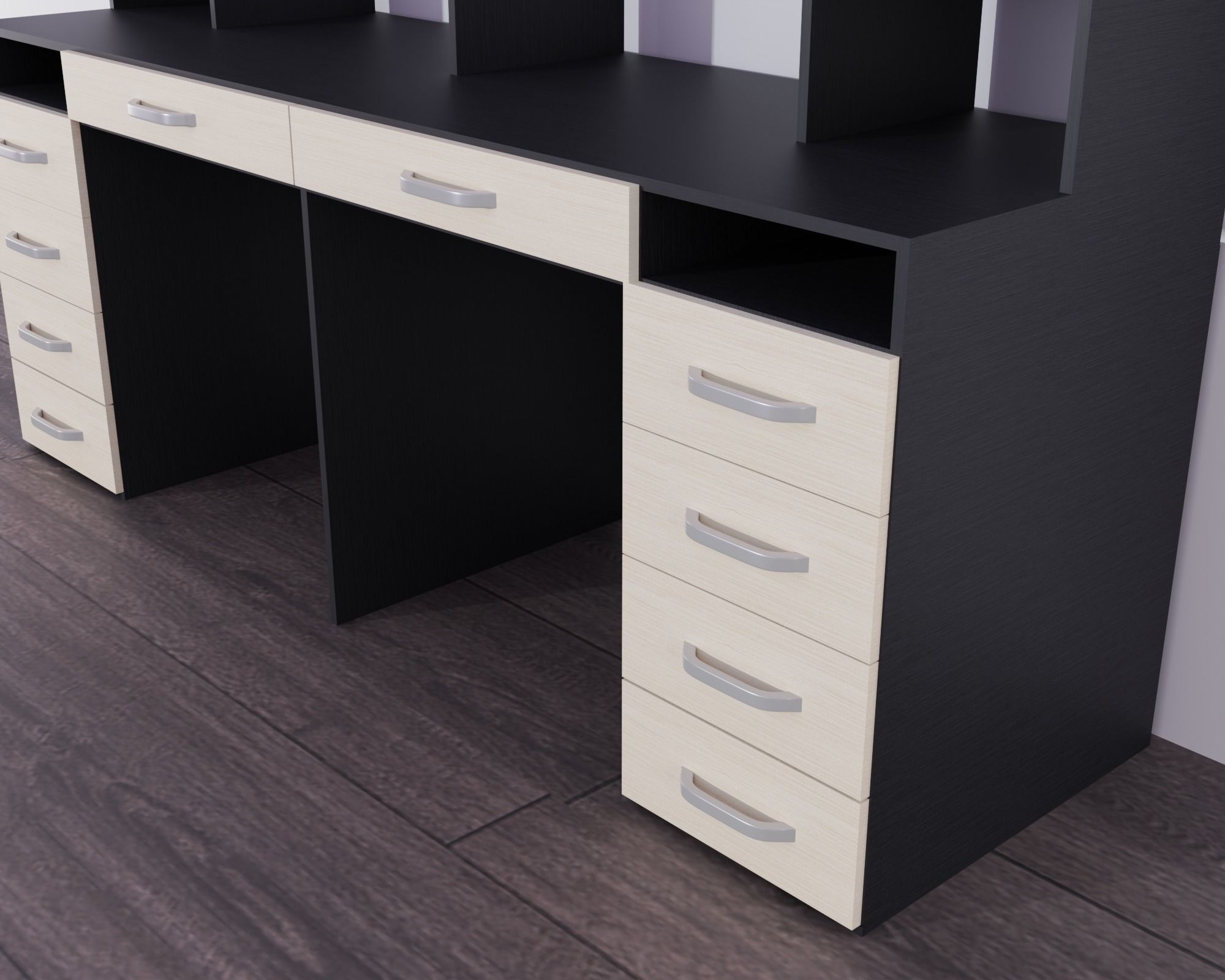 Table Low-poly 3D model desk with drawers and shelves 3D model_3