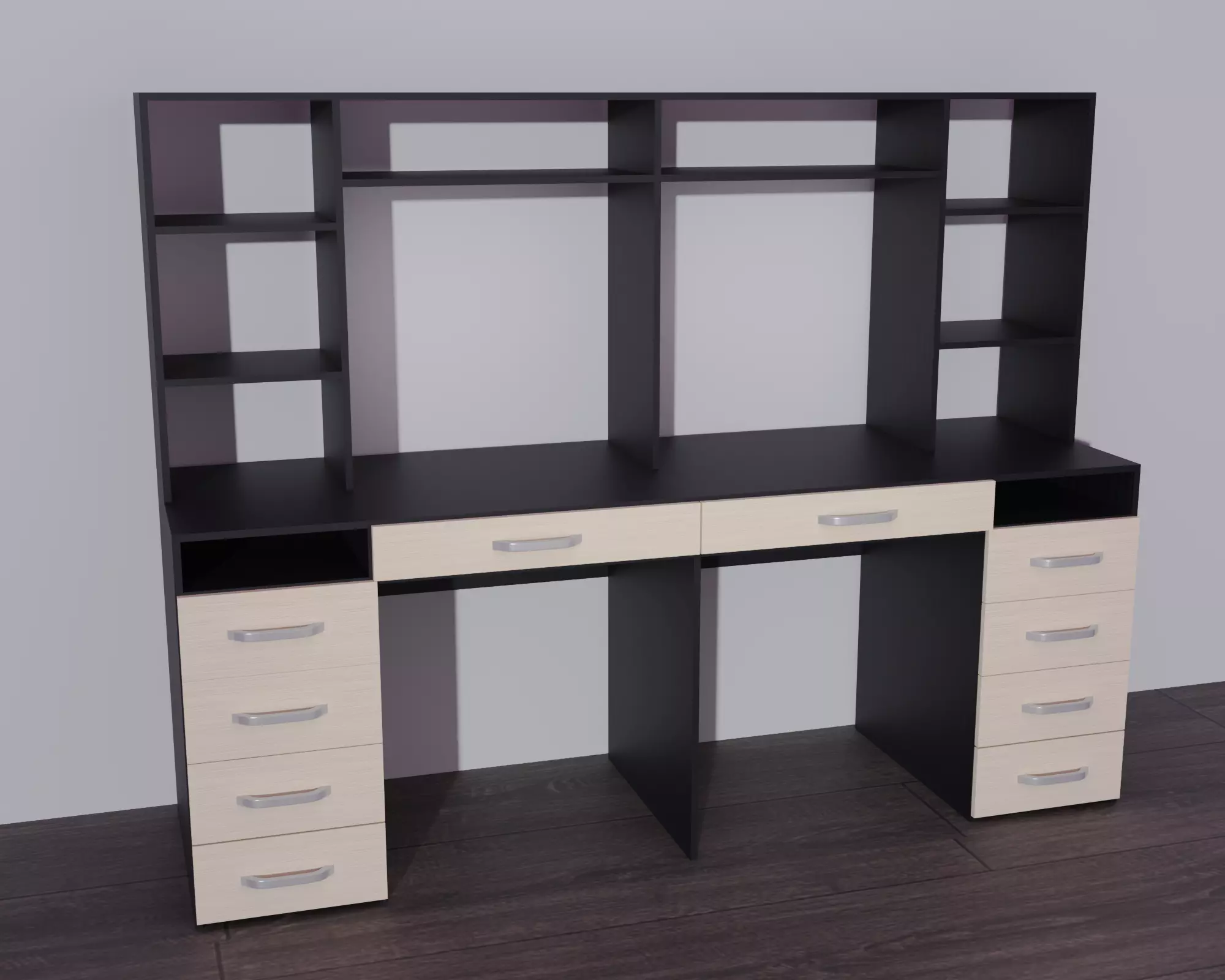 Table Low-poly 3D model desk with drawers and shelves 3D model_0