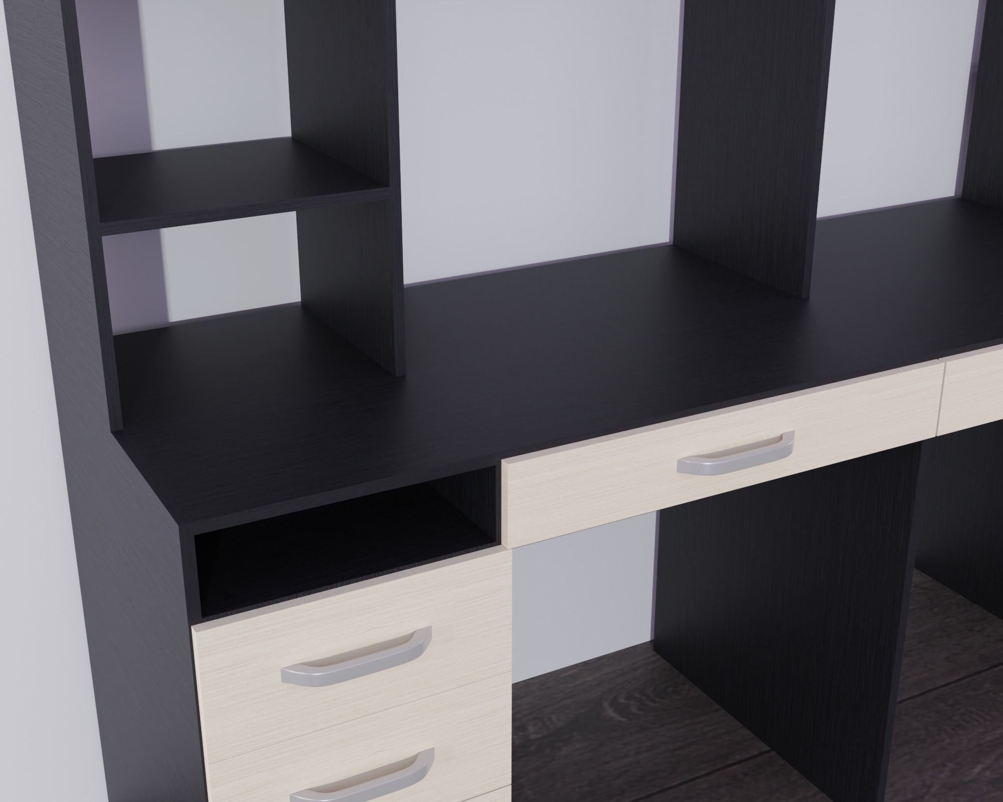 Table Low-poly 3D model desk with drawers and shelves 3D model_2