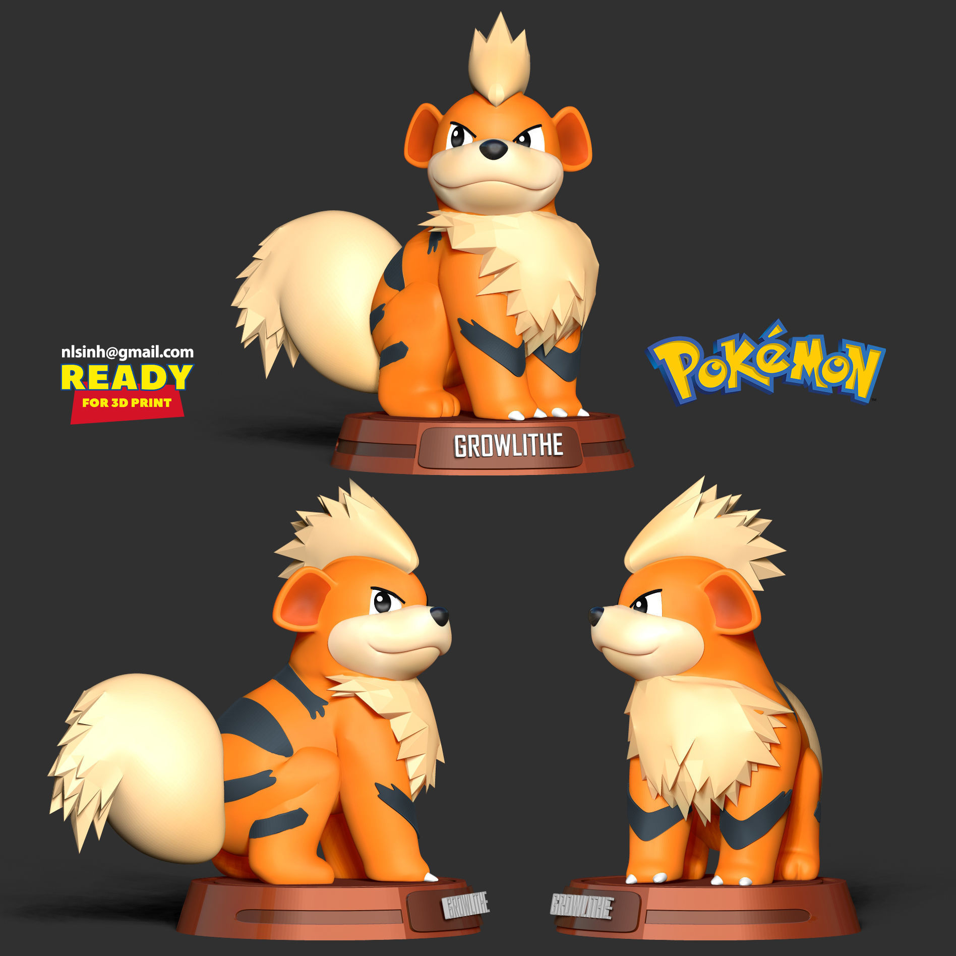 Growlithe - Pokemon Fanart 3D print model_1