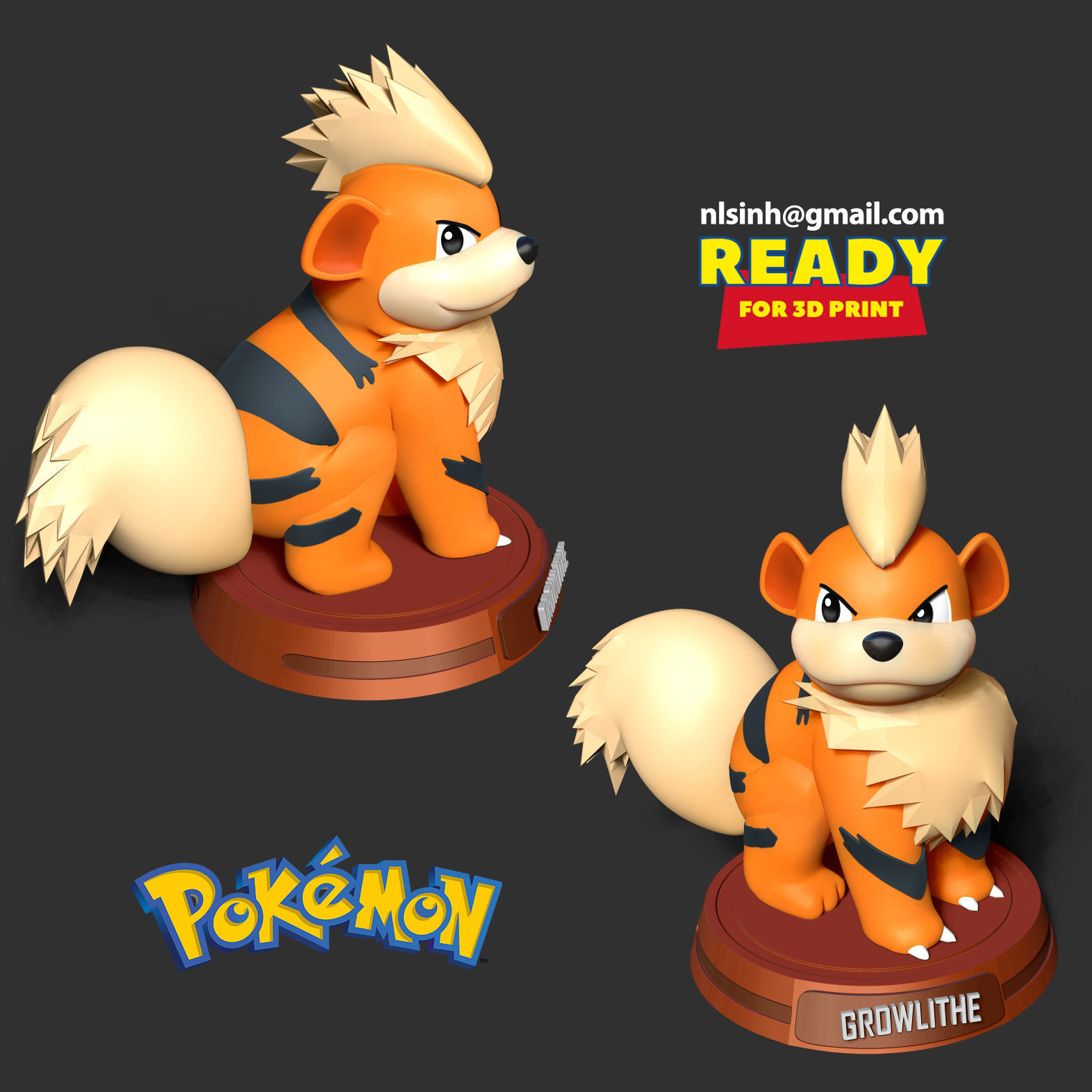 Growlithe - Pokemon Fanart 3D print model_4