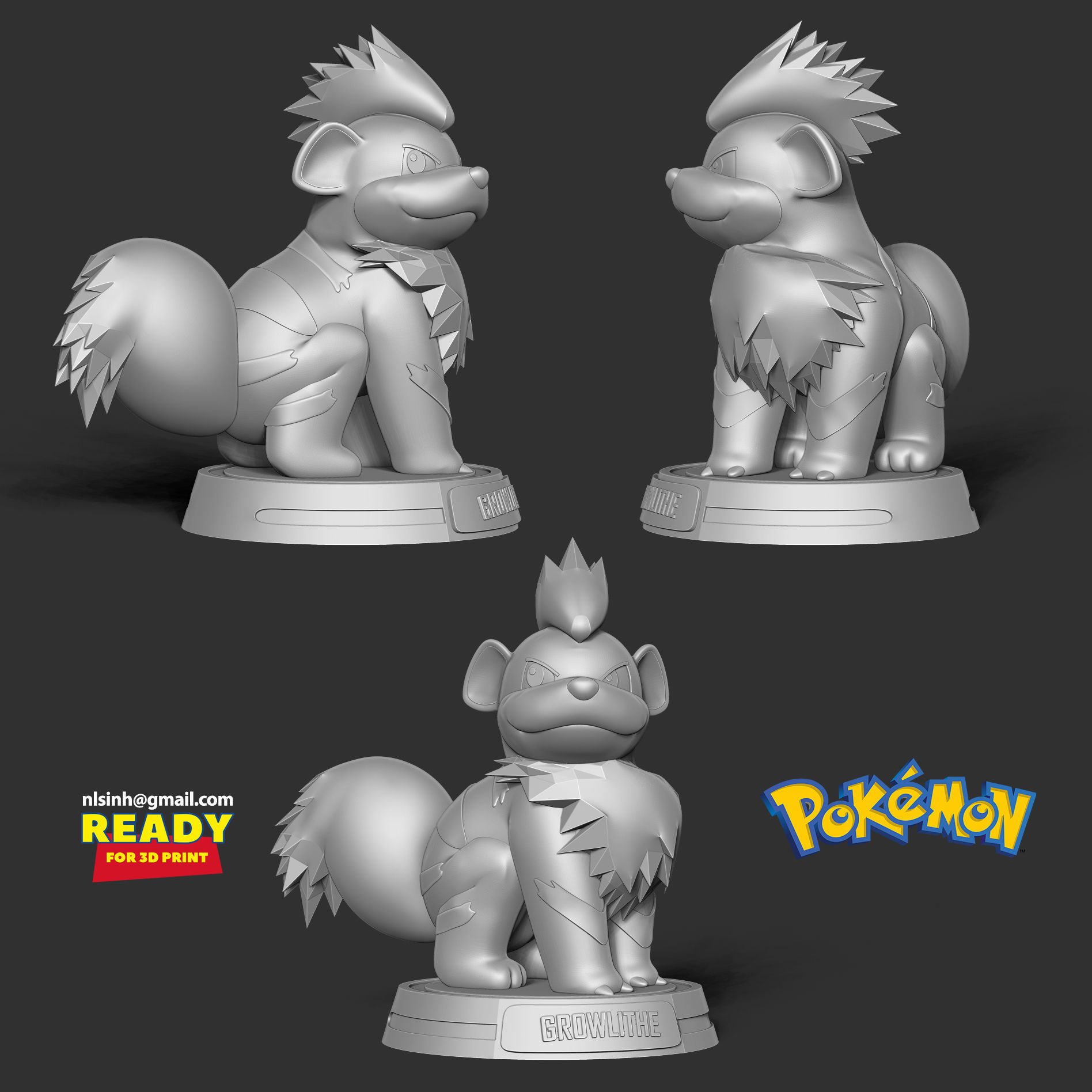 Growlithe - Pokemon Fanart 3D print model_6