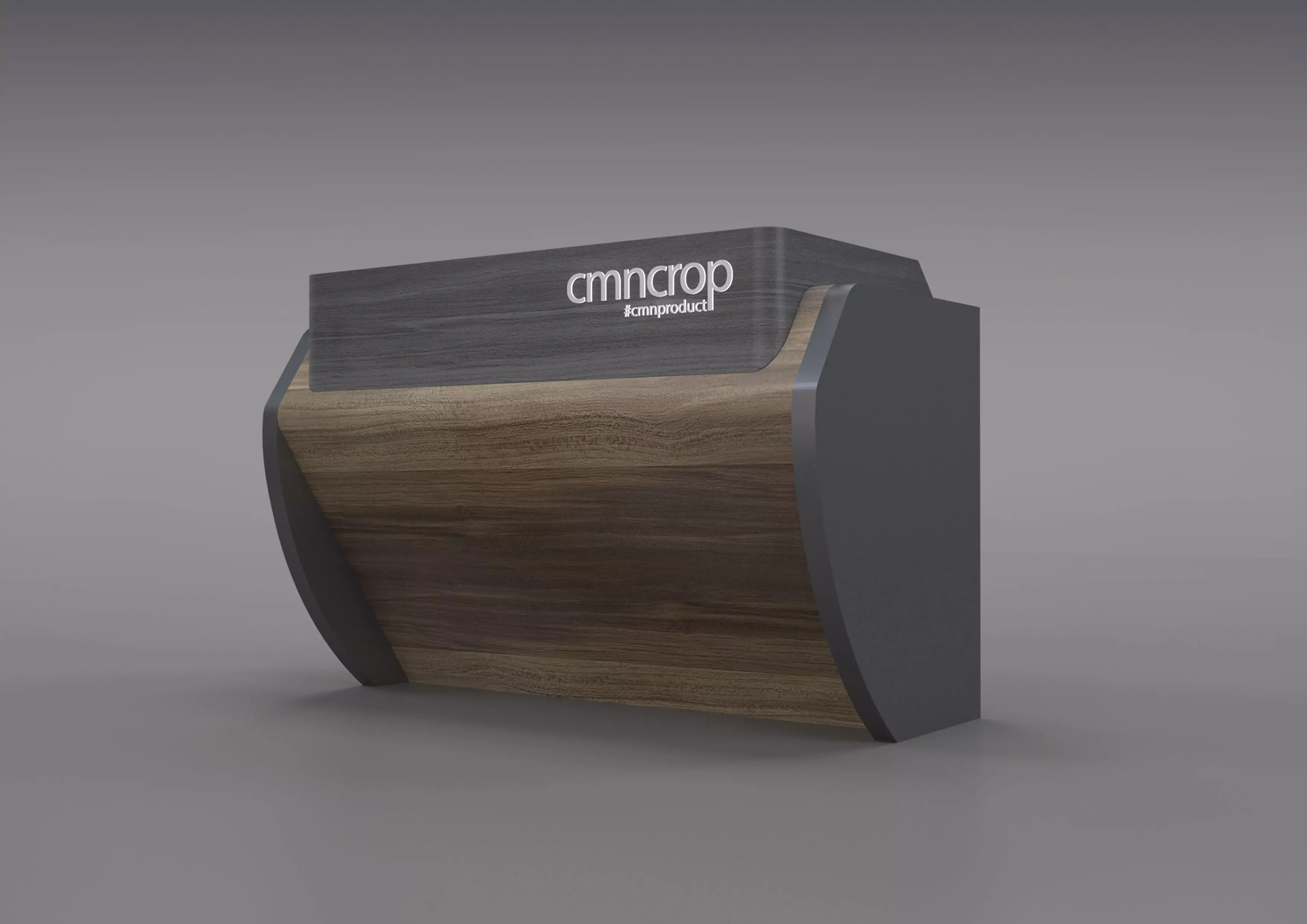 receptionist reception desk made of wood and metal 3D model
