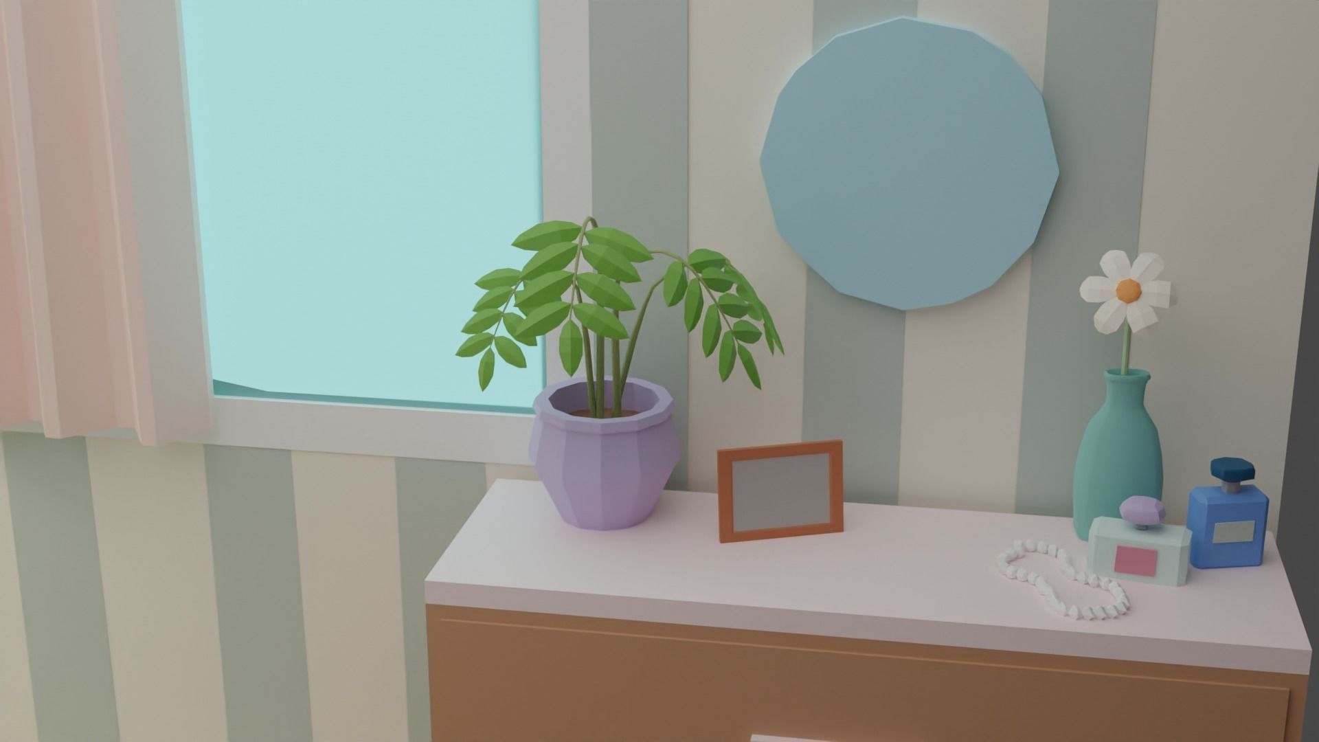 Bedroom 14  Low-poly 3D model_3