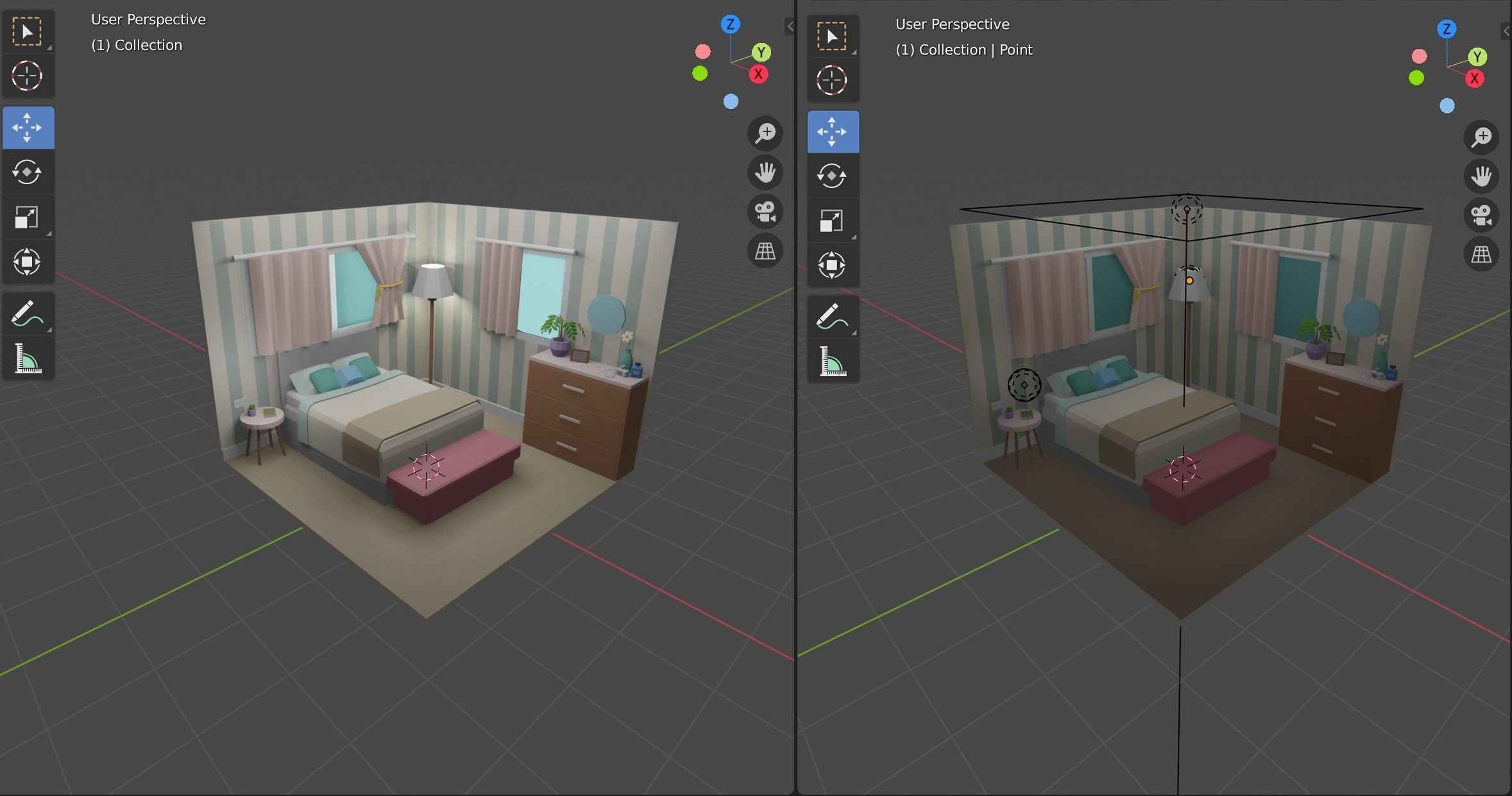 Bedroom 14  Low-poly 3D model_5