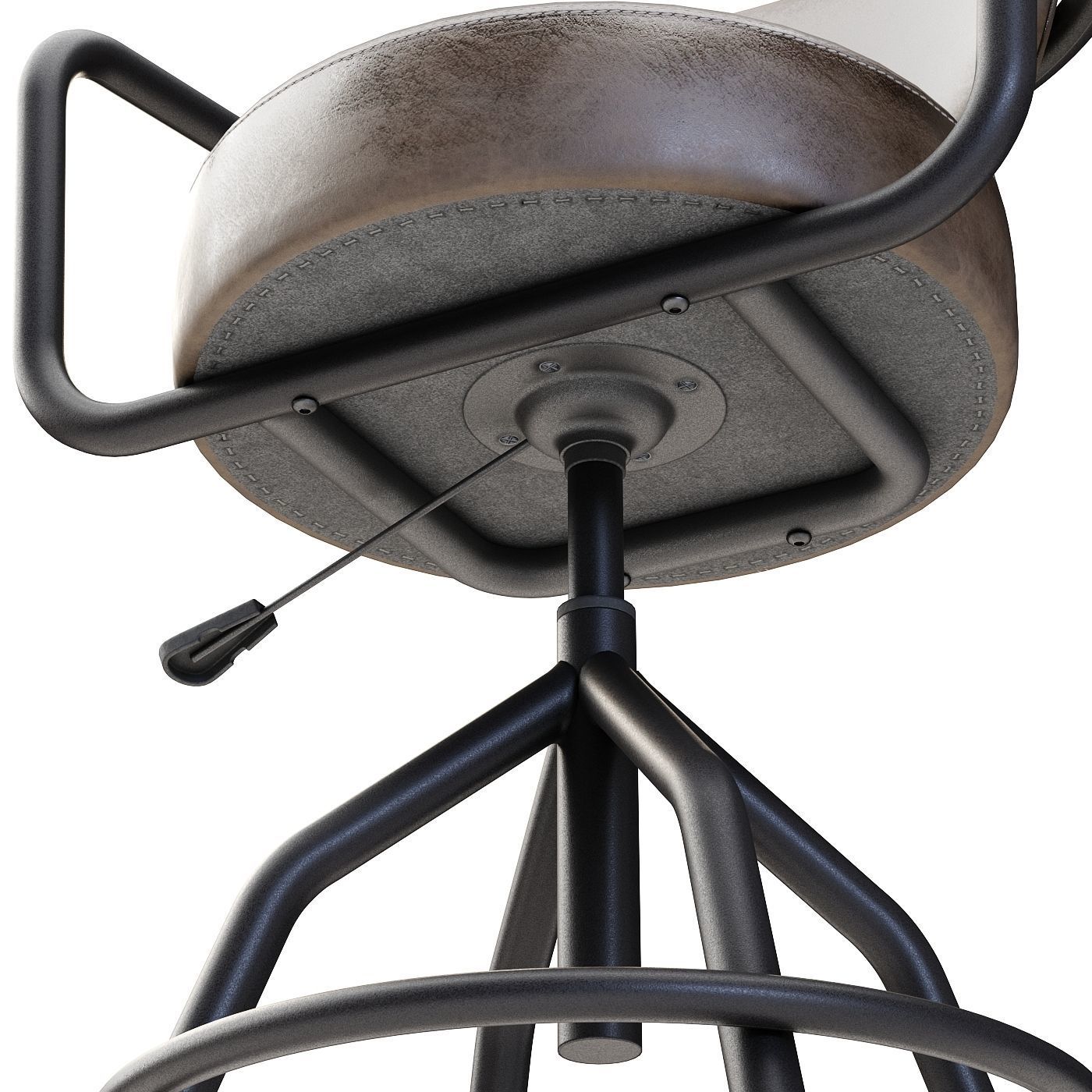 Industrial style swivel bar stool 3D model_2