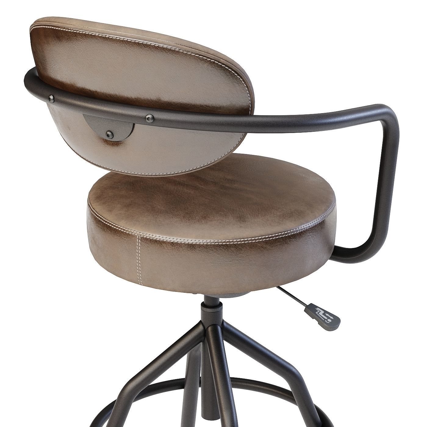 Industrial style swivel bar stool 3D model_3