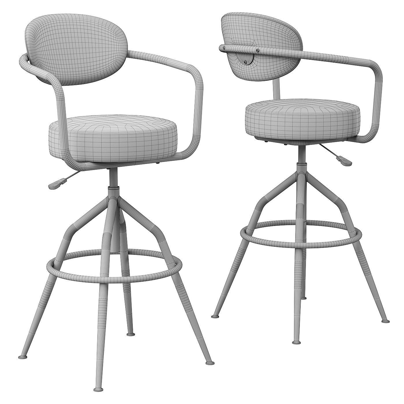 Industrial style swivel bar stool 3D model_4