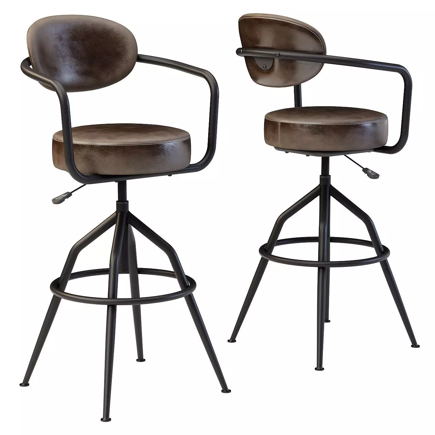 Industrial style swivel bar stool 3D model_0