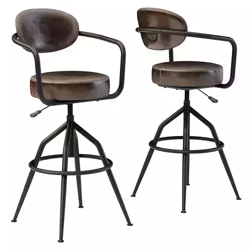 Industrial style swivel bar stool 3D model