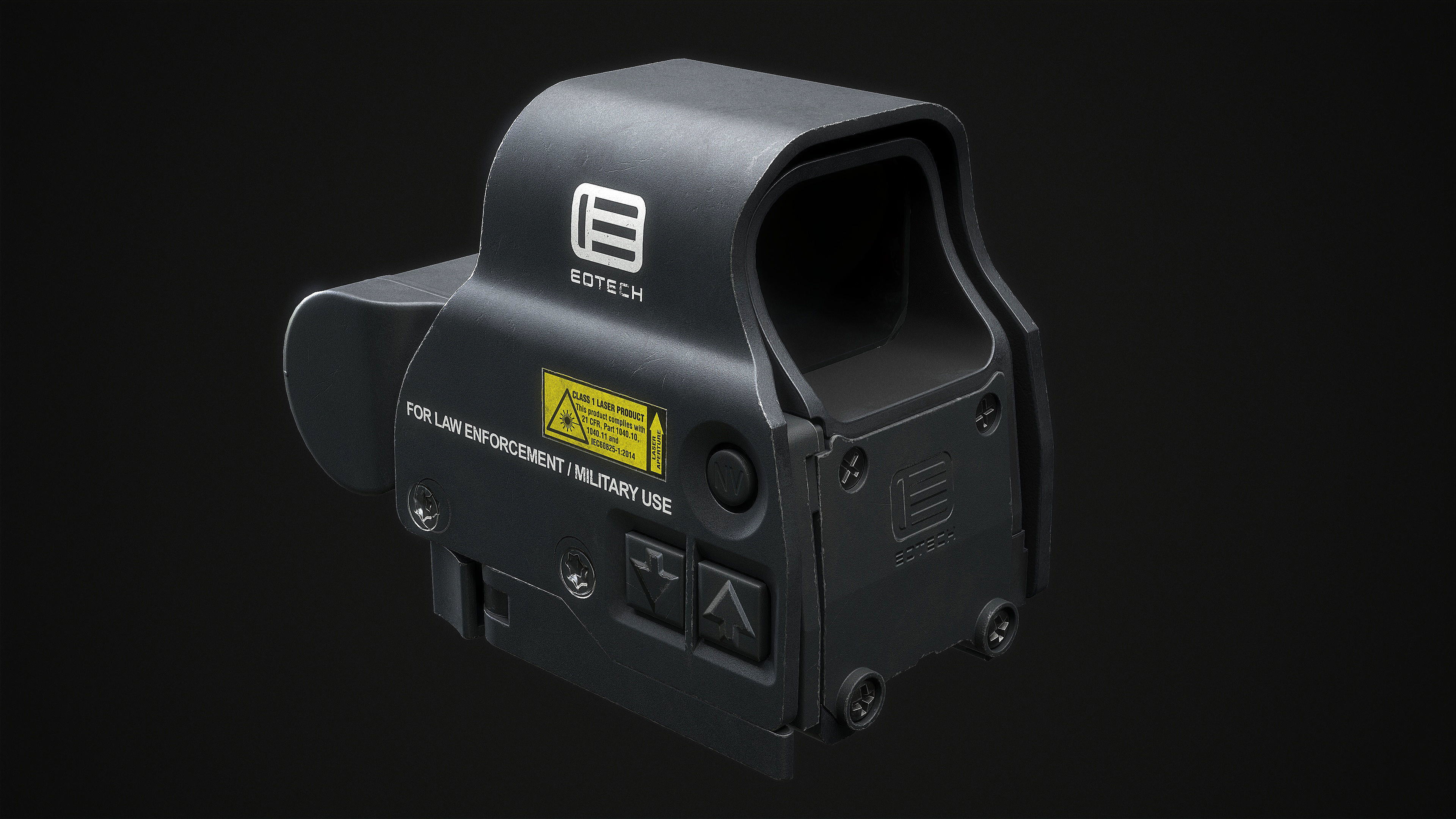 EOTech EXPS3 With Magnifier 3x Low-poly 3D model_14