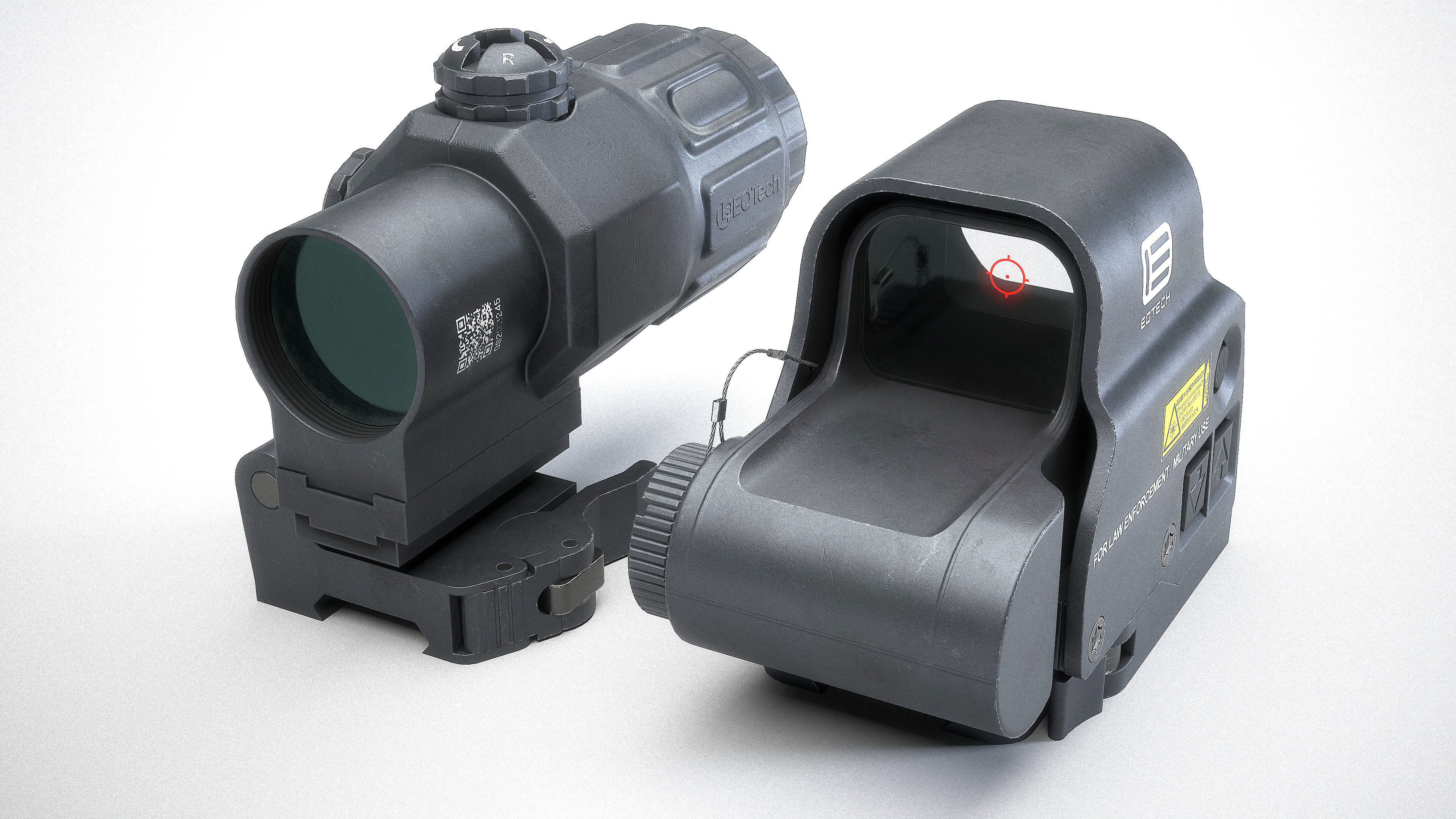 EOTech EXPS3 With Magnifier 3x Low-poly 3D model_3