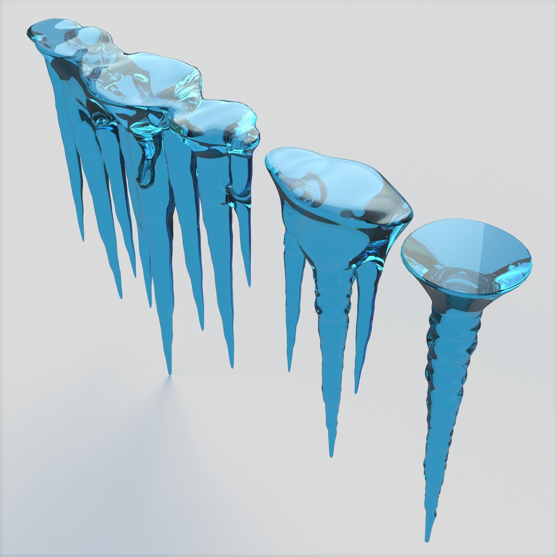 Icicles ice Low-poly 3D model_3