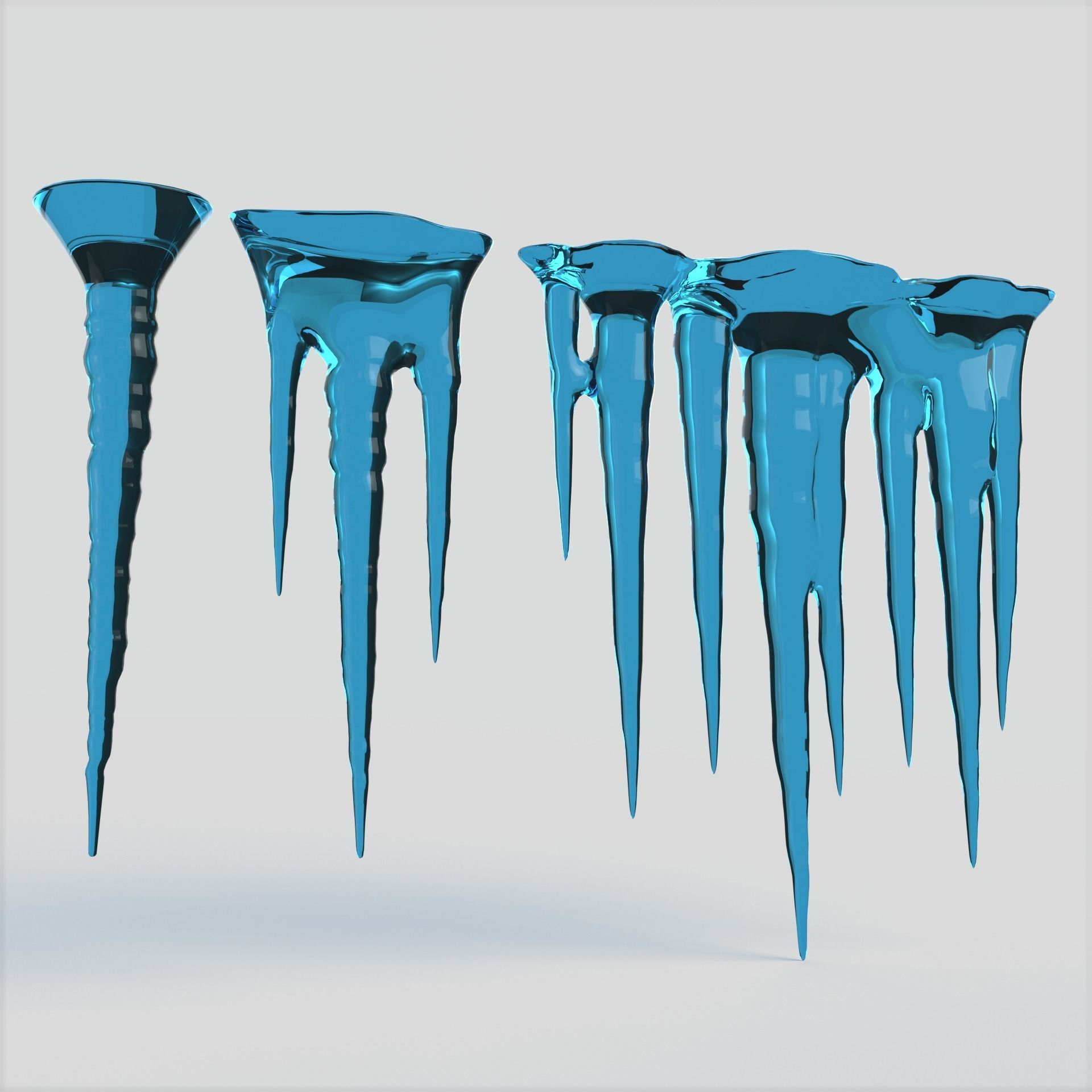 Icicles ice Low-poly 3D model_4