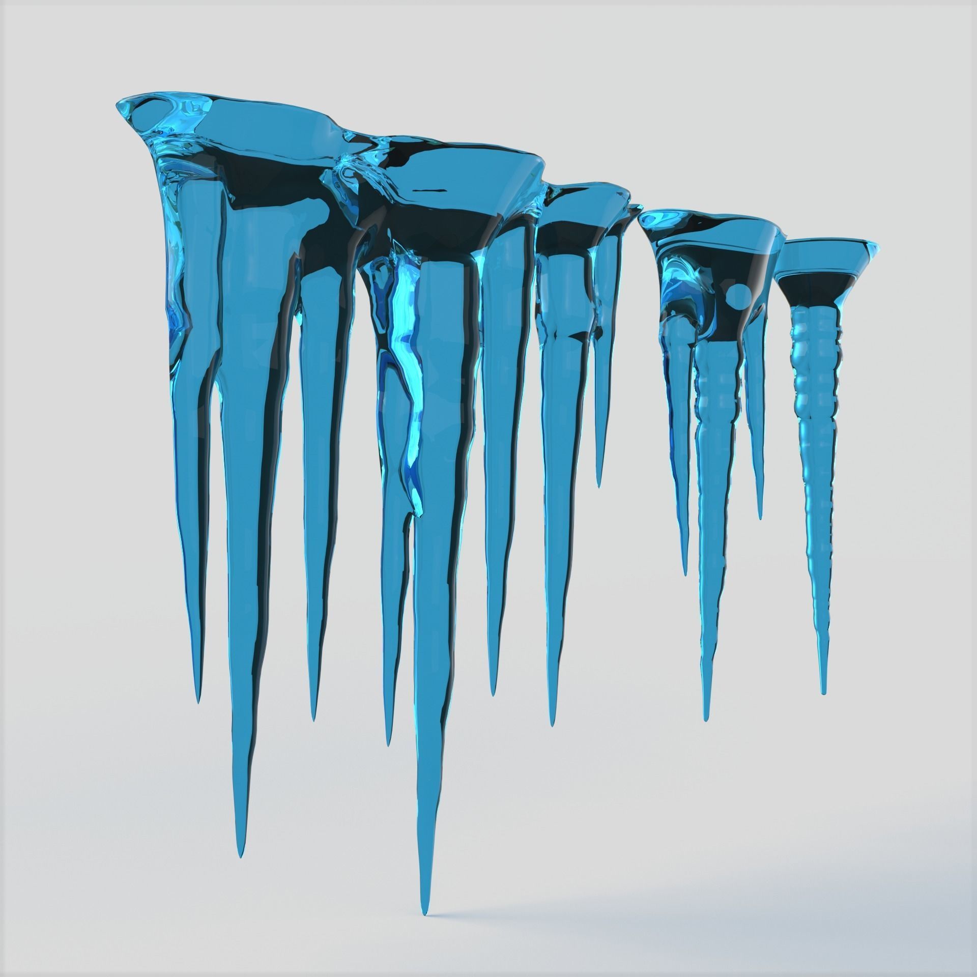 Icicles ice Low-poly 3D model_1