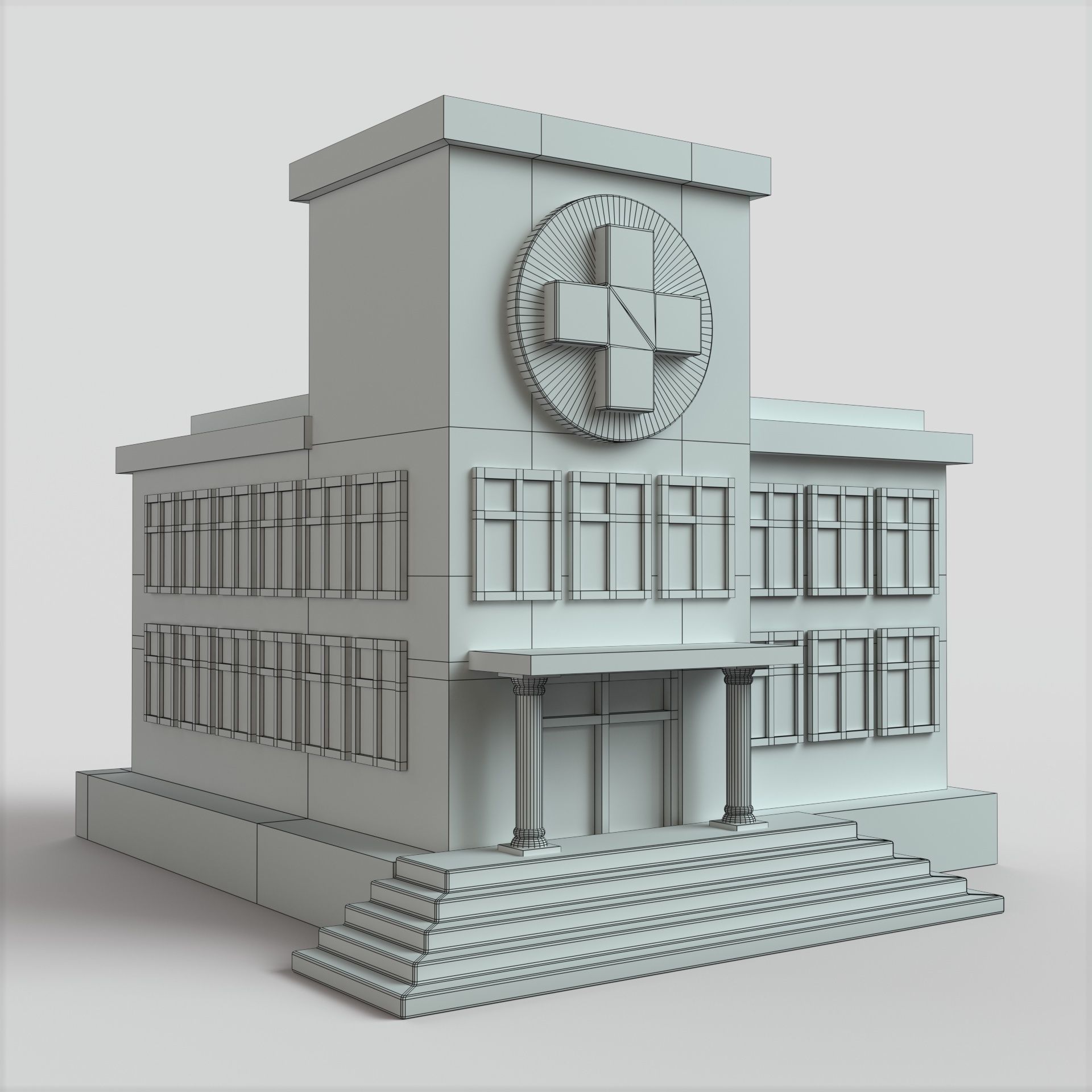 Hospital Building Low-poly 3D model_6