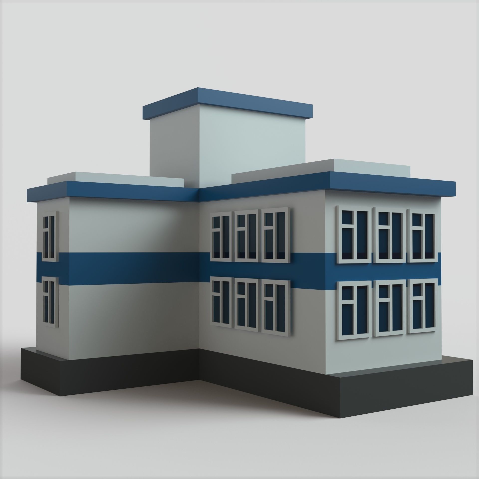 Hospital Building Low-poly 3D model_5