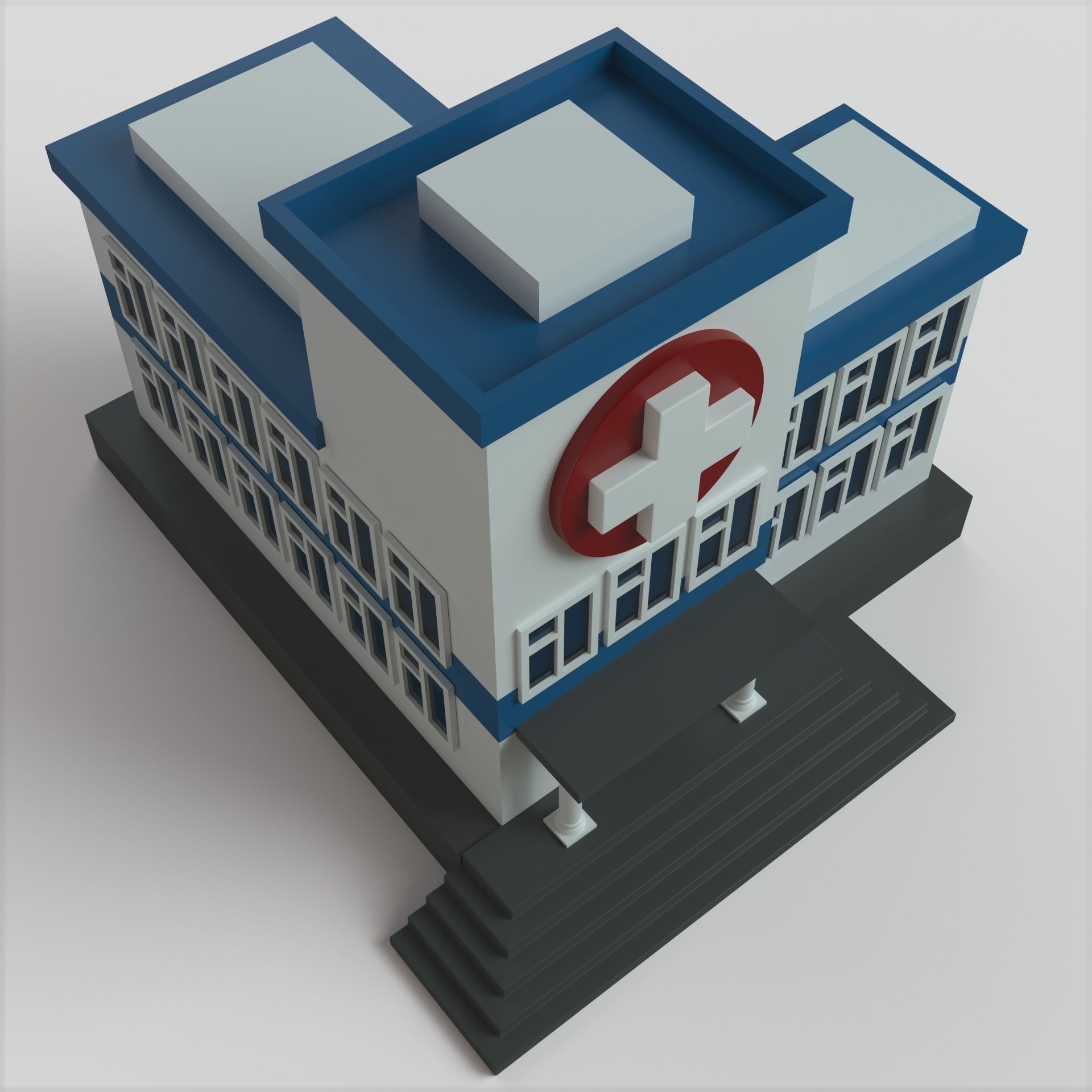 Hospital Building Low-poly 3D model_3